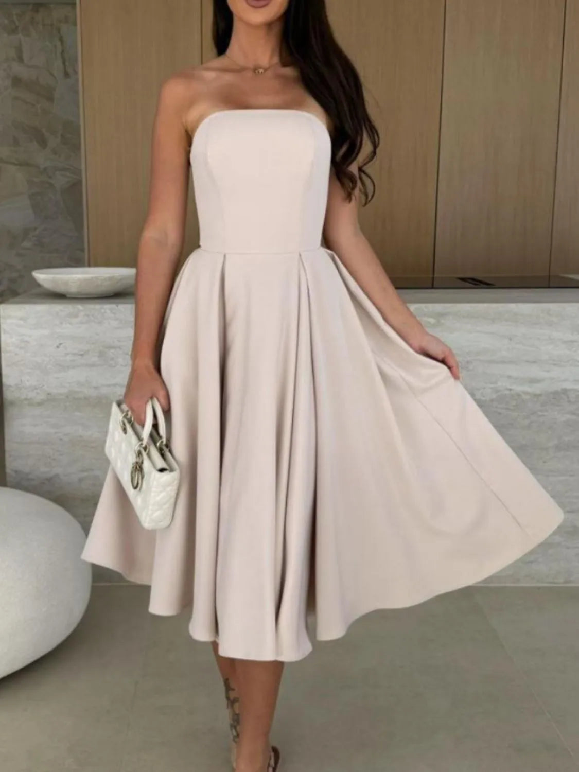 Solid Tube Midi Dress