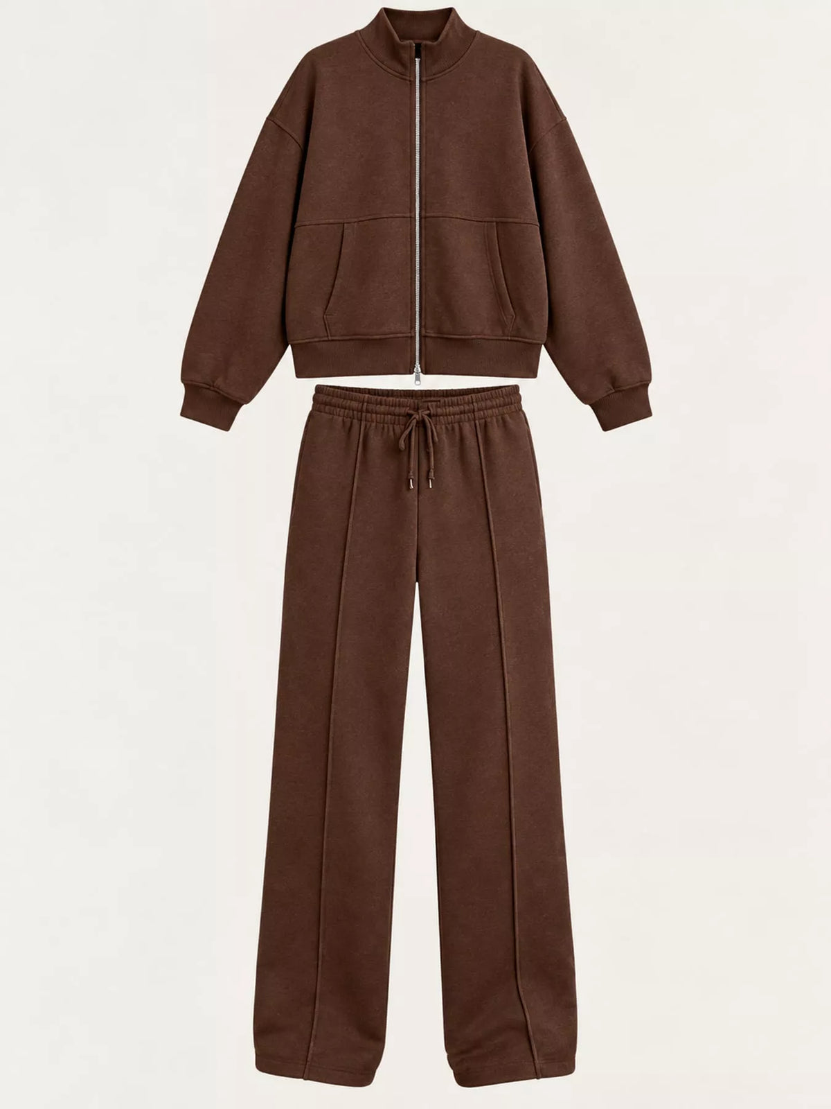 Zip-Up Jacket and Wide-Leg Sweatpants Set