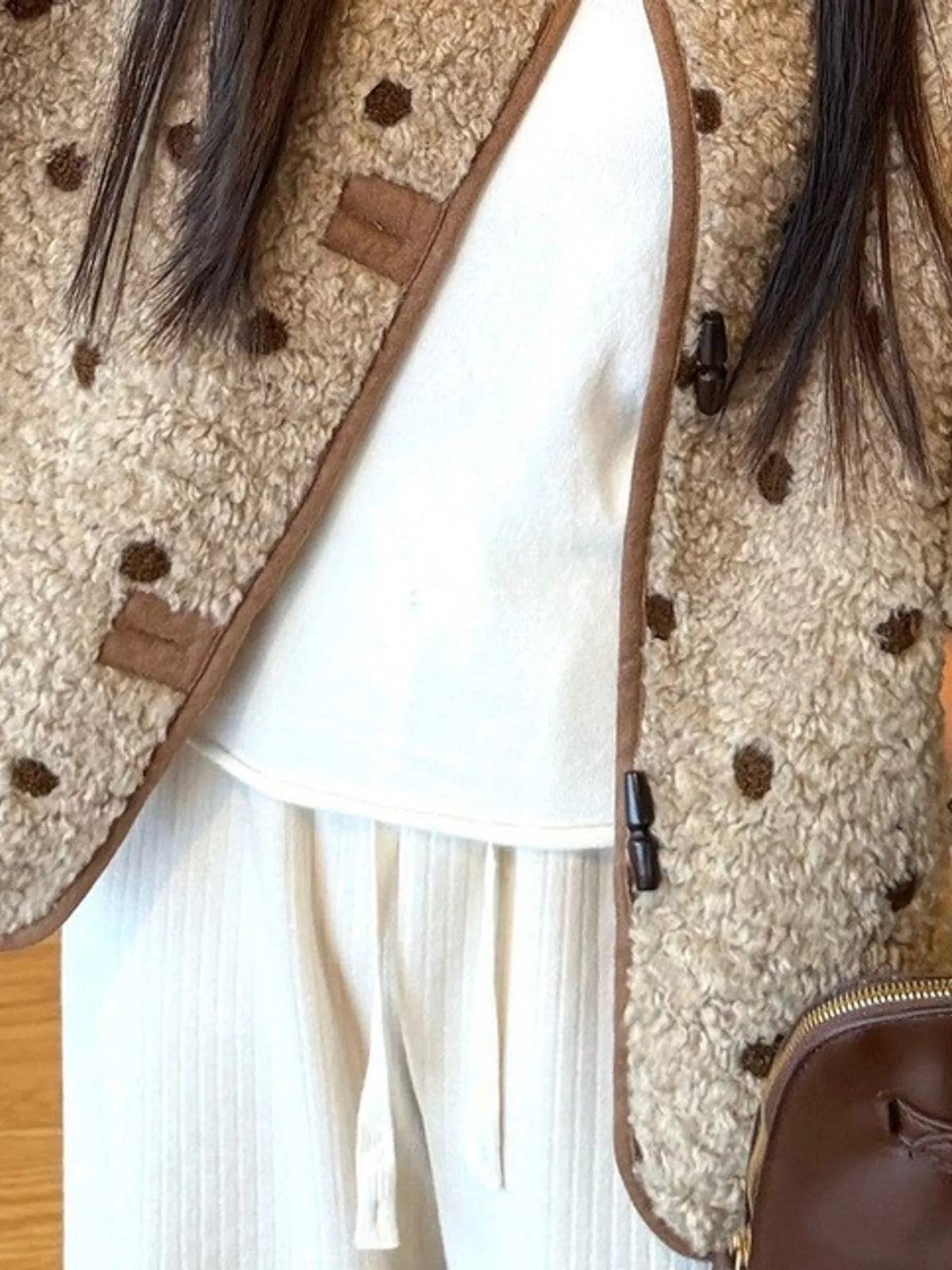 Polka Dot Toggle Jacket in Brown in Brown-Reversible Jacket