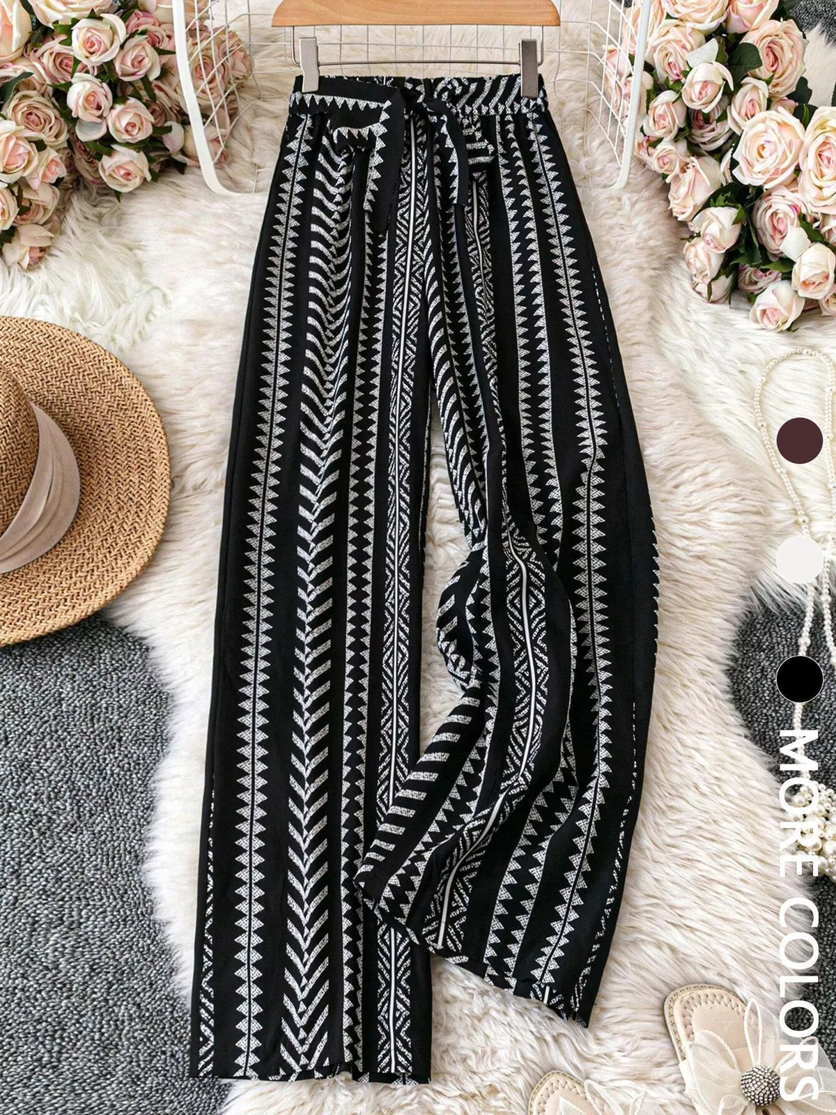 Boho Print Wide-Leg Pants