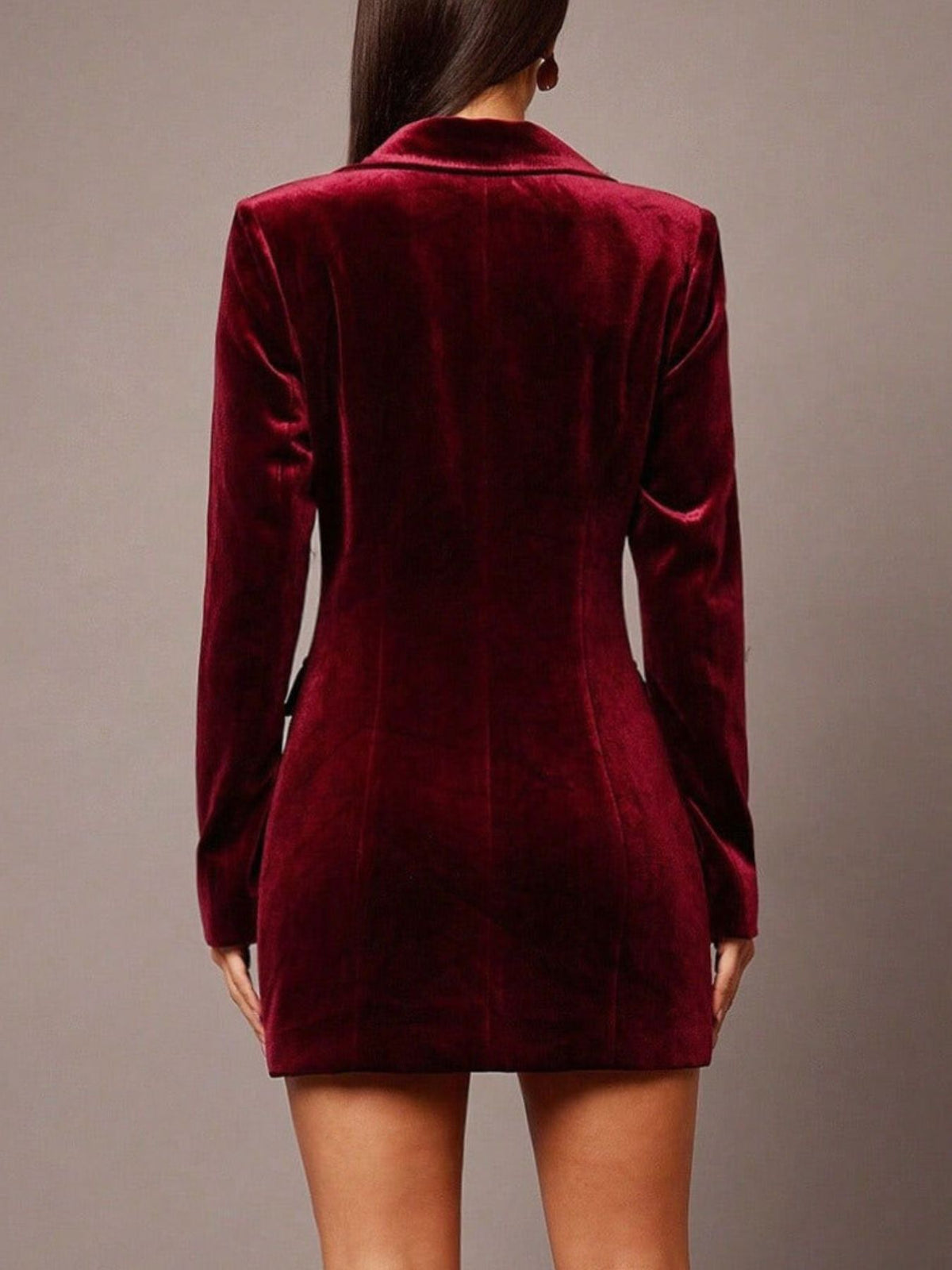 Double-Breasted Velvet Blazer Dress
