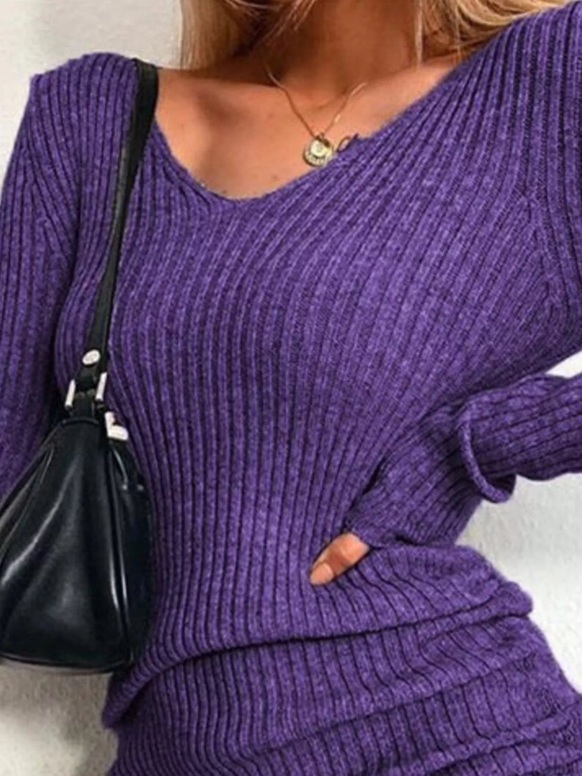 Ribbed Knit Drawstring Bodycon Sweater Dress