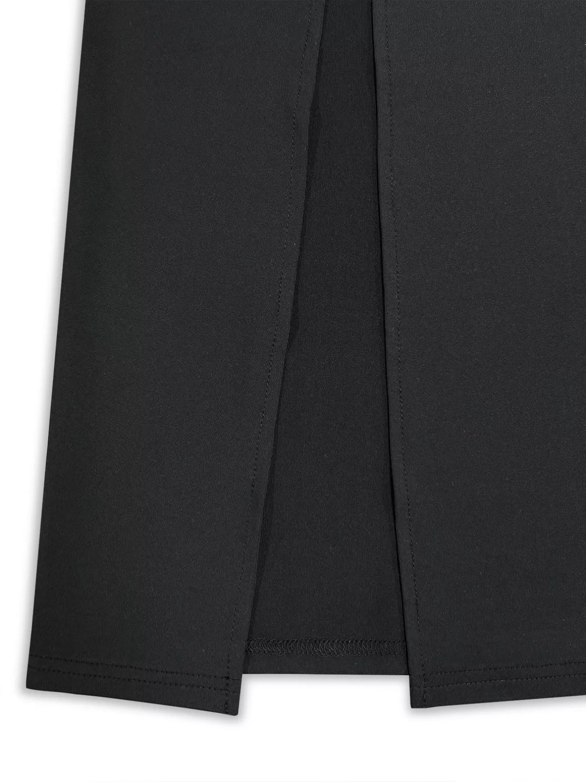 Square Neck Slit Bodycon Maxi Dress in Black