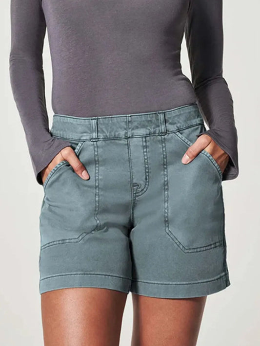 Vintage Wash Denim Shorts with Pockets