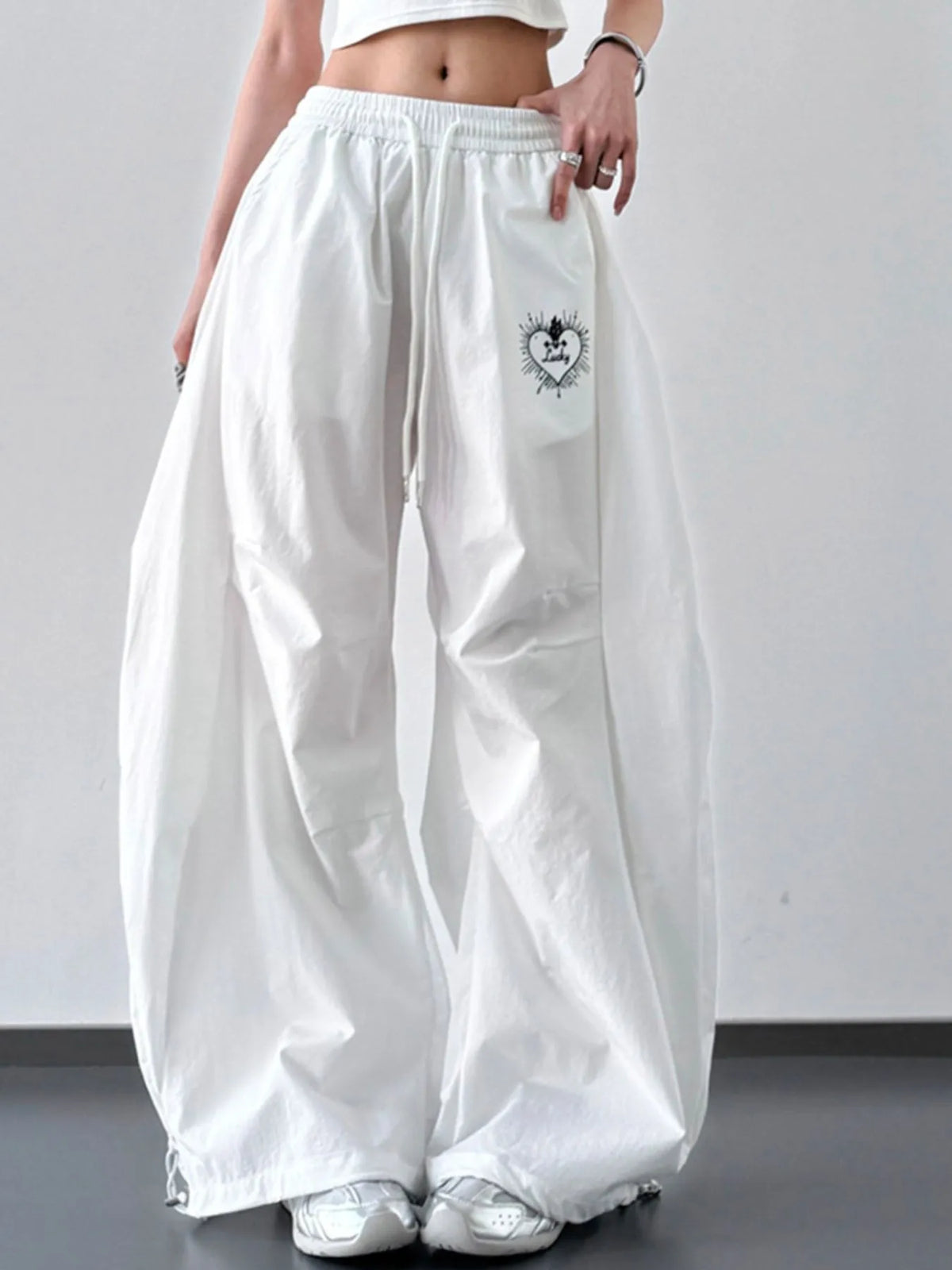 Oversized Drawstring Wide Leg Pants