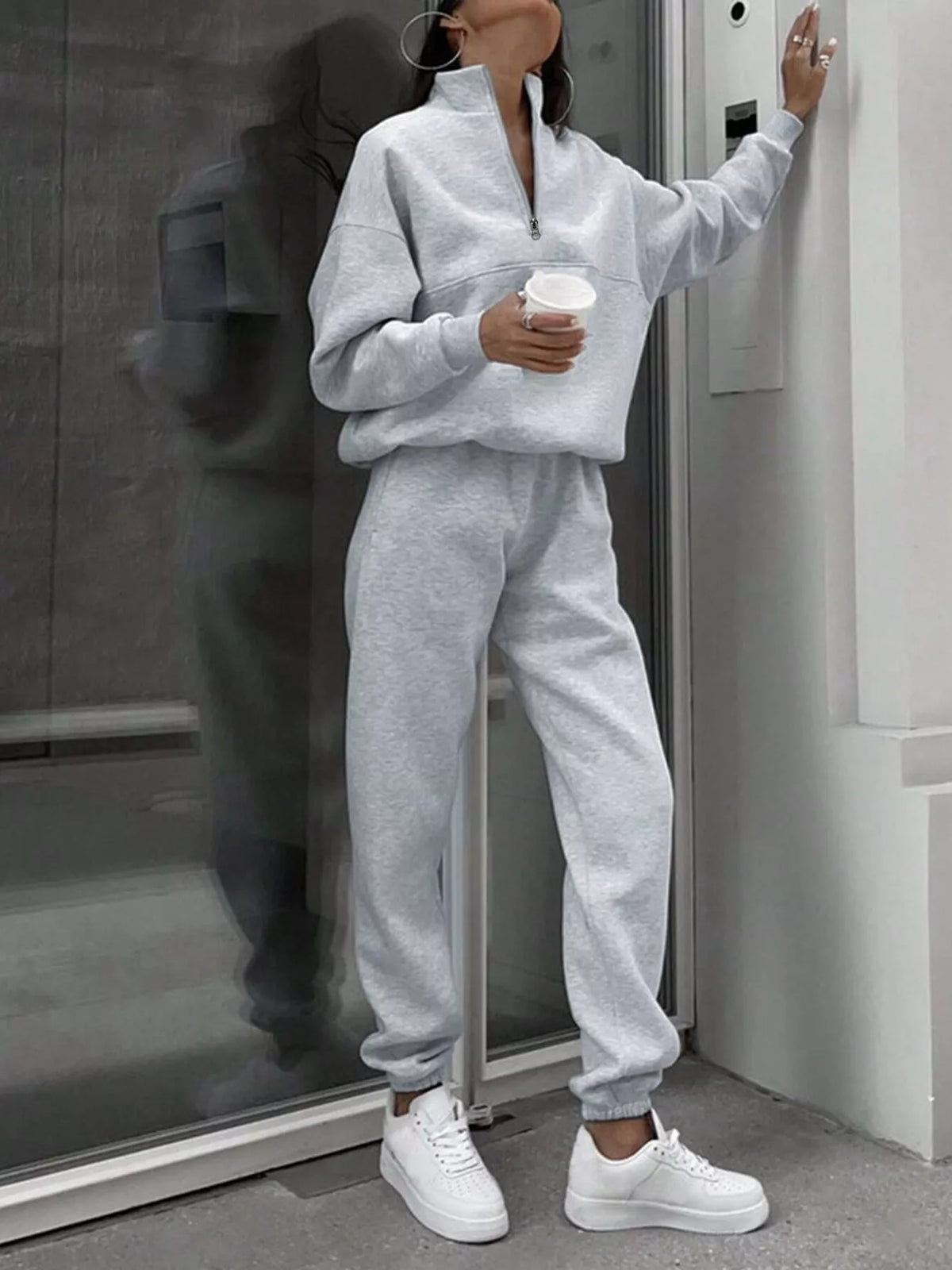 Half-Zip Sweatshirt and Joggers Set