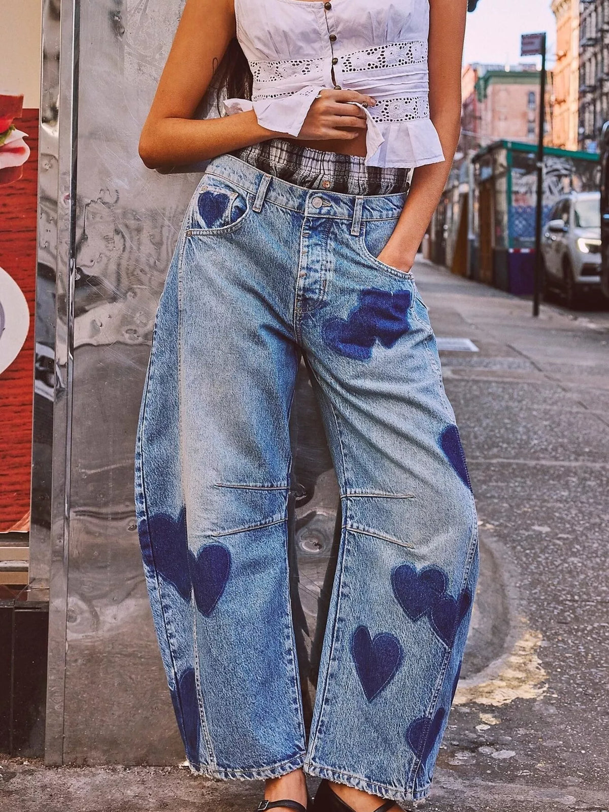 Mid-Rise Wide Leg Jeans