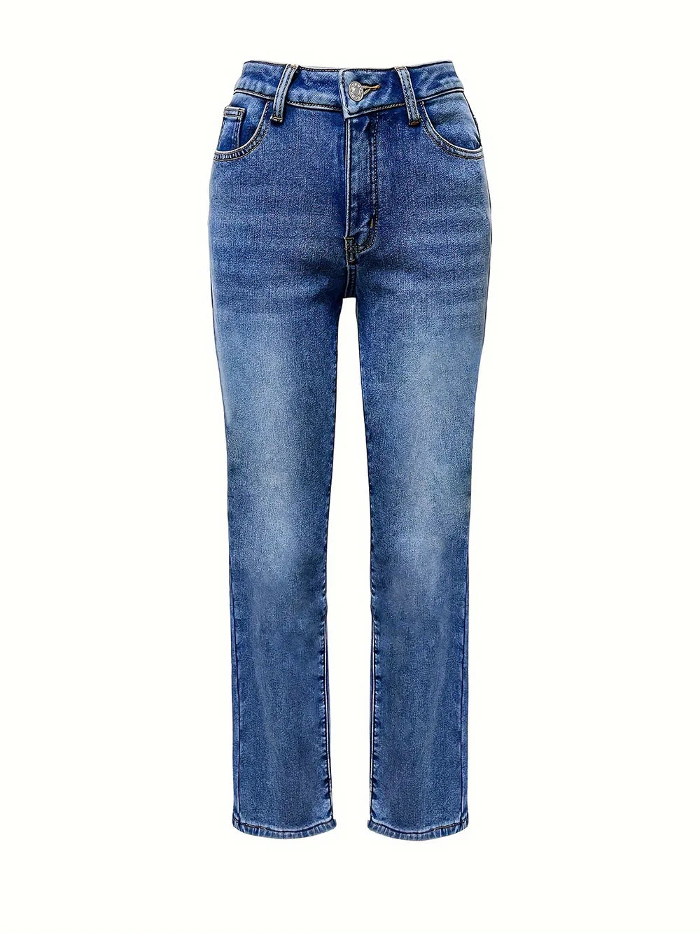 Straight Leg Jeans with Pockets in Medium Wash