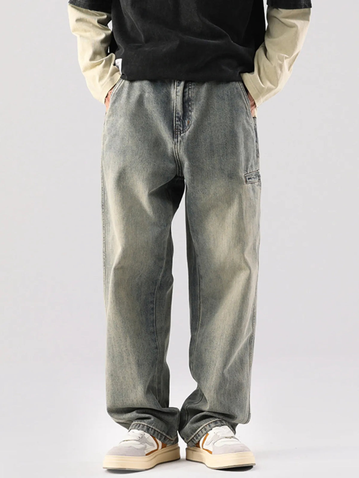 Vintage Wash Relaxed Fit Jeans by Fine Tune