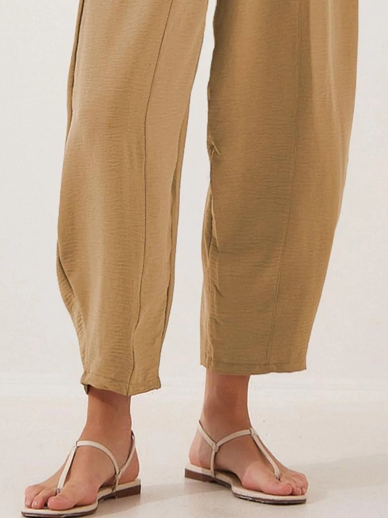 Drawstring Wide Leg Cropped Pants
