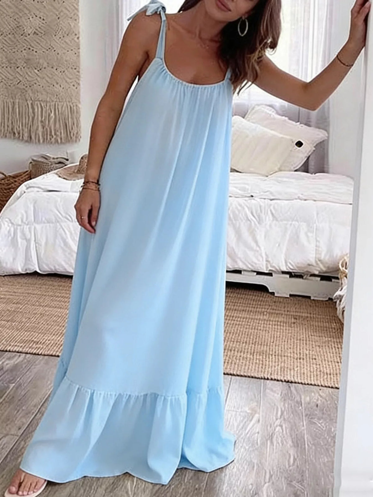 Sleeveless Tie Strap Maxi Dress