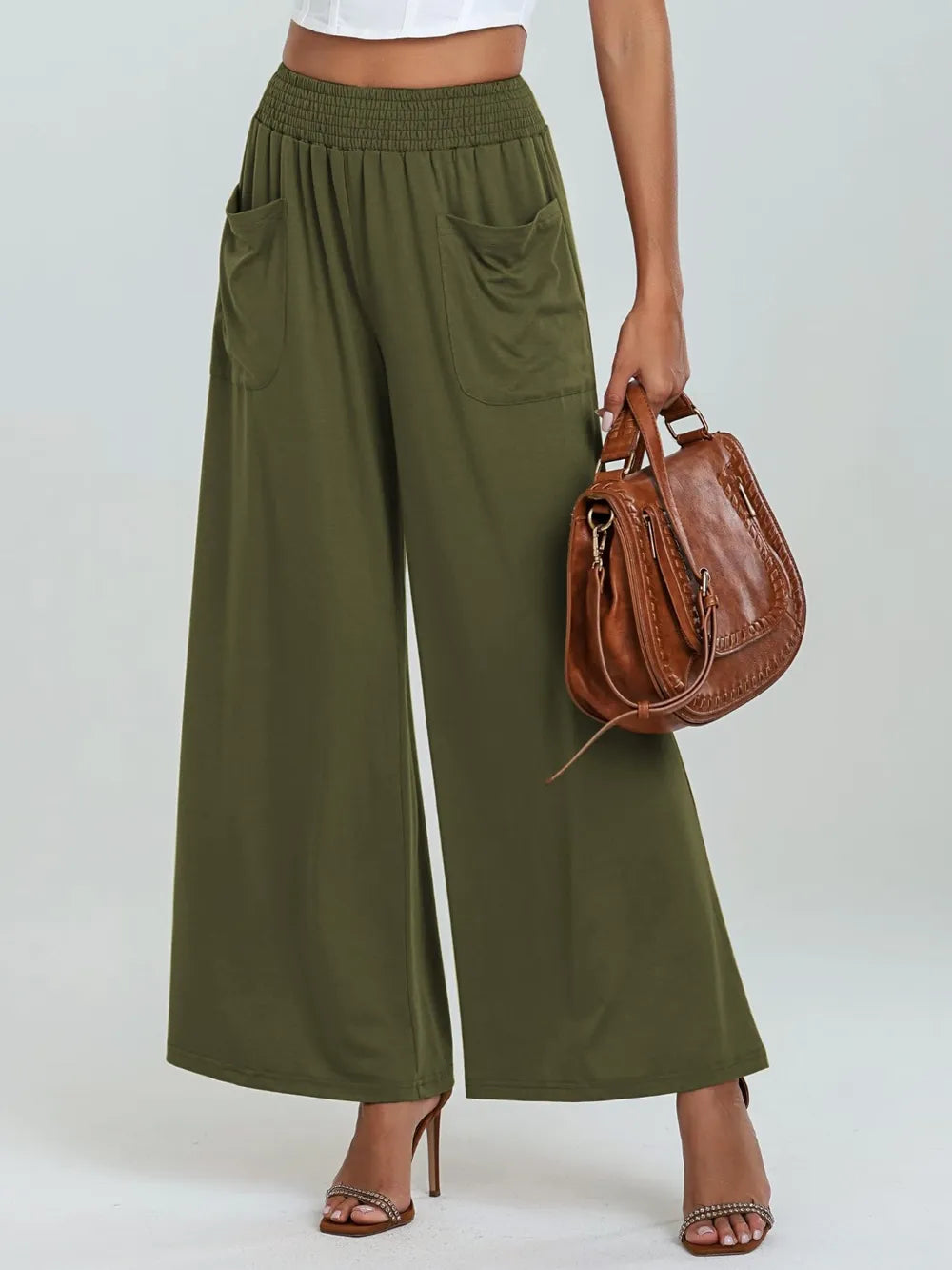 Elastic Waist Wide Leg Pants