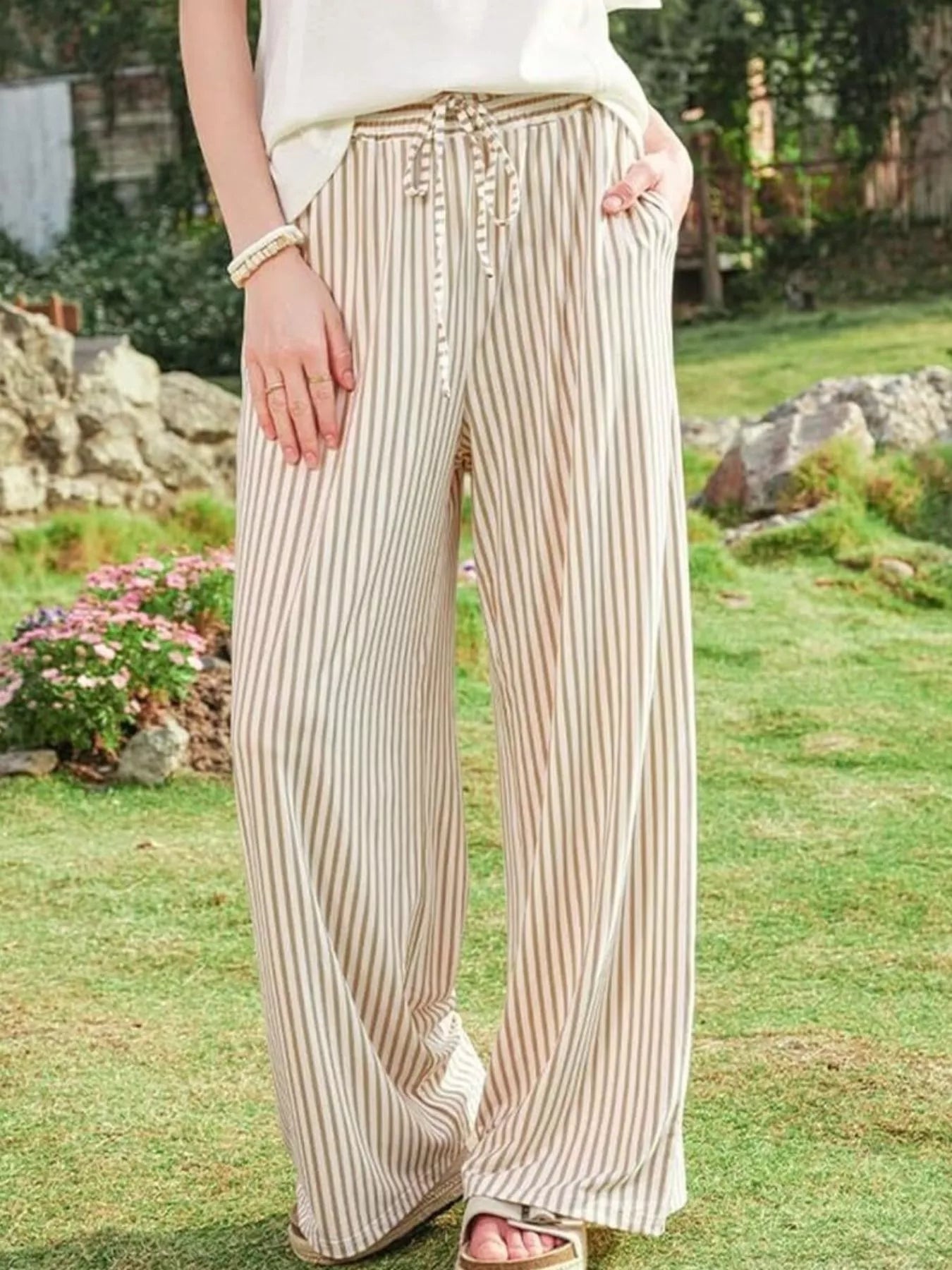 Striped Wide-Leg Pants