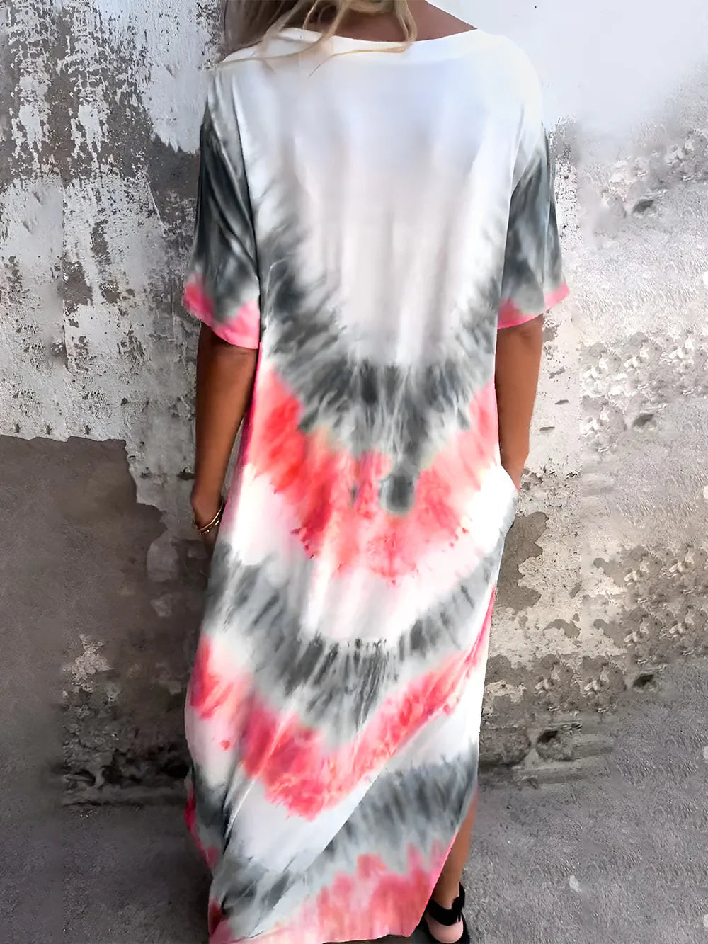 Full Size Tie-Dye Short Sleeve Dress