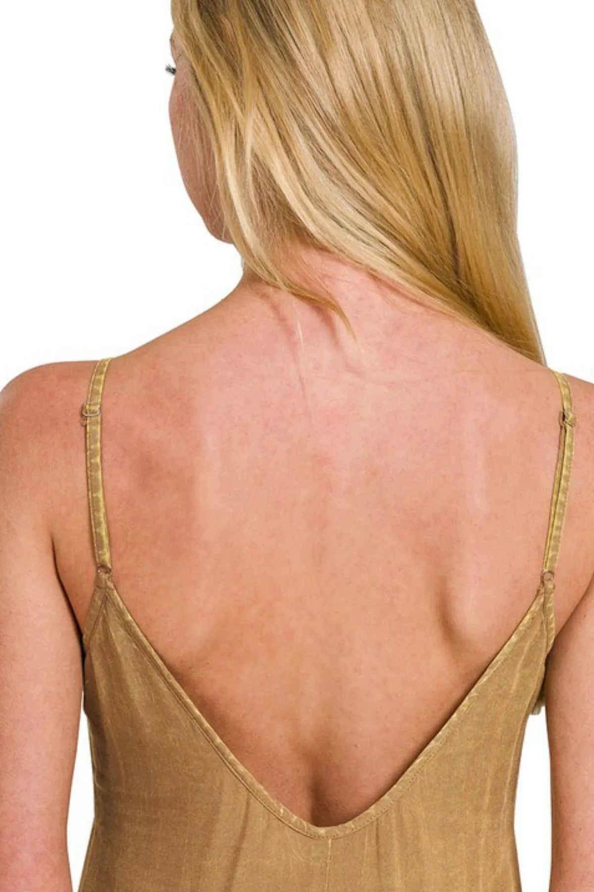 Zenana Mineral Washed Cami Dress in Deep Camel