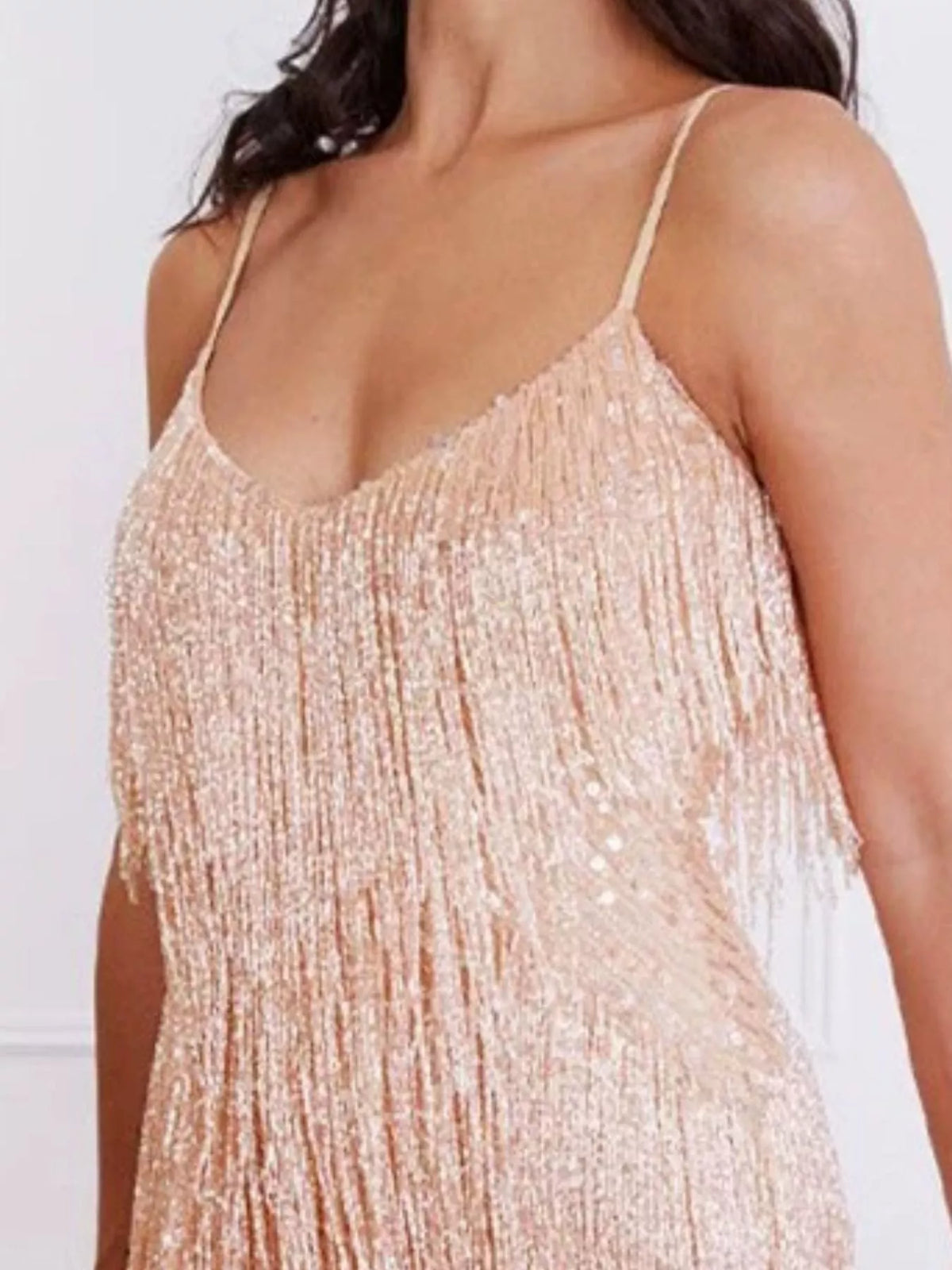 Sequin and Feather Fringe Mini Dress