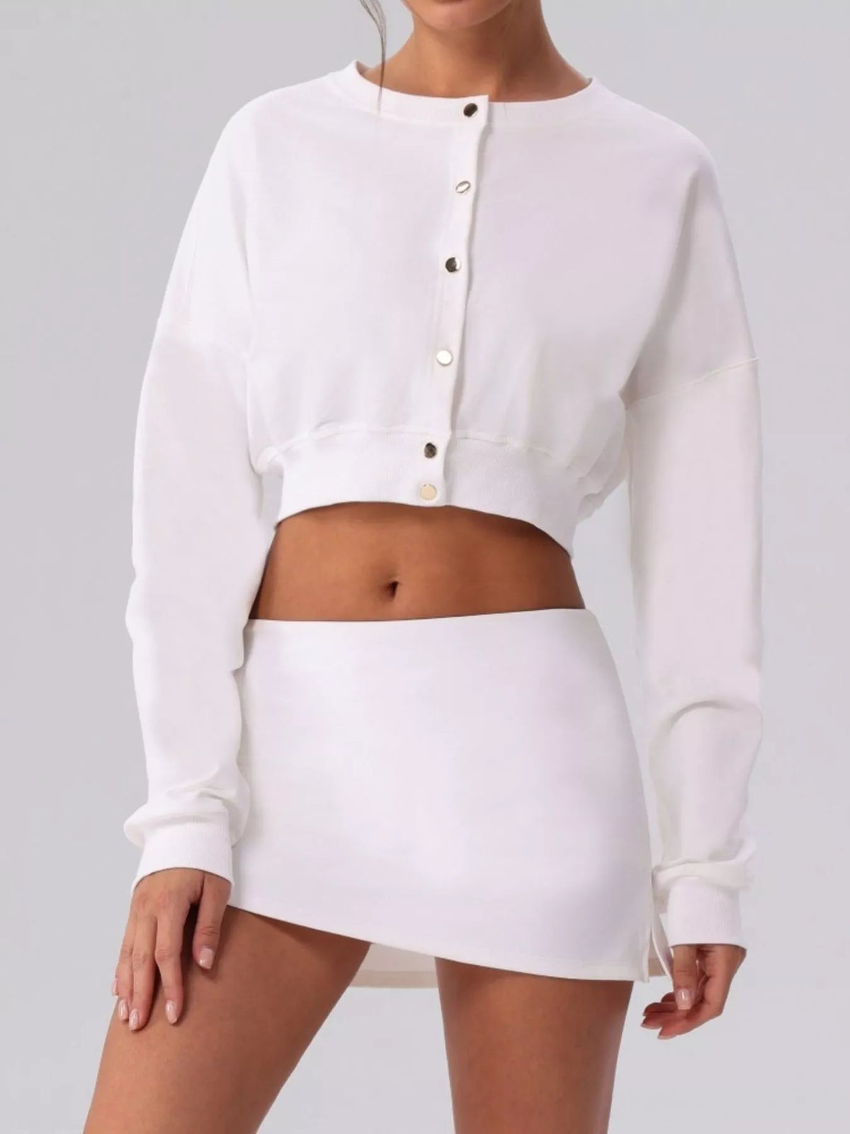 Cropped Button-Down Active Top