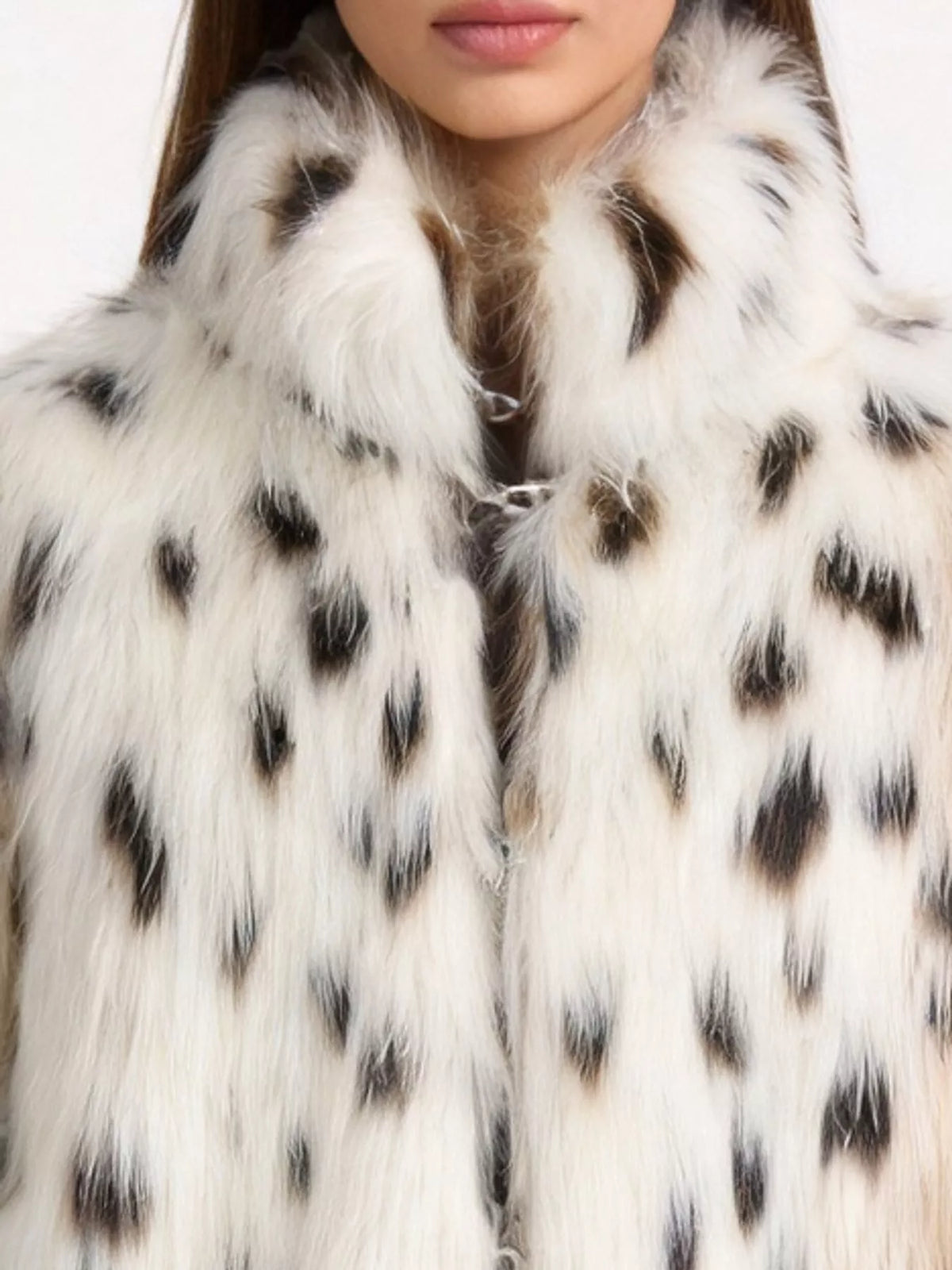 Faux Fur Leopard Turtleneck Jacket in As Pictured
