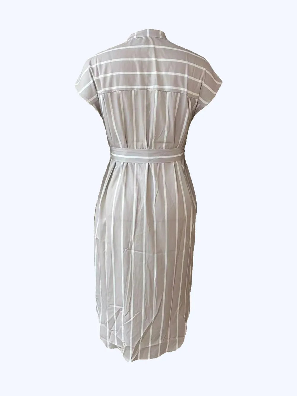 Striped Tie Waist Short Sleeve Dress