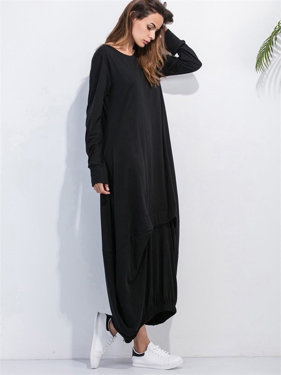 Round Neck Long Sleeve Sweatshirt Dress