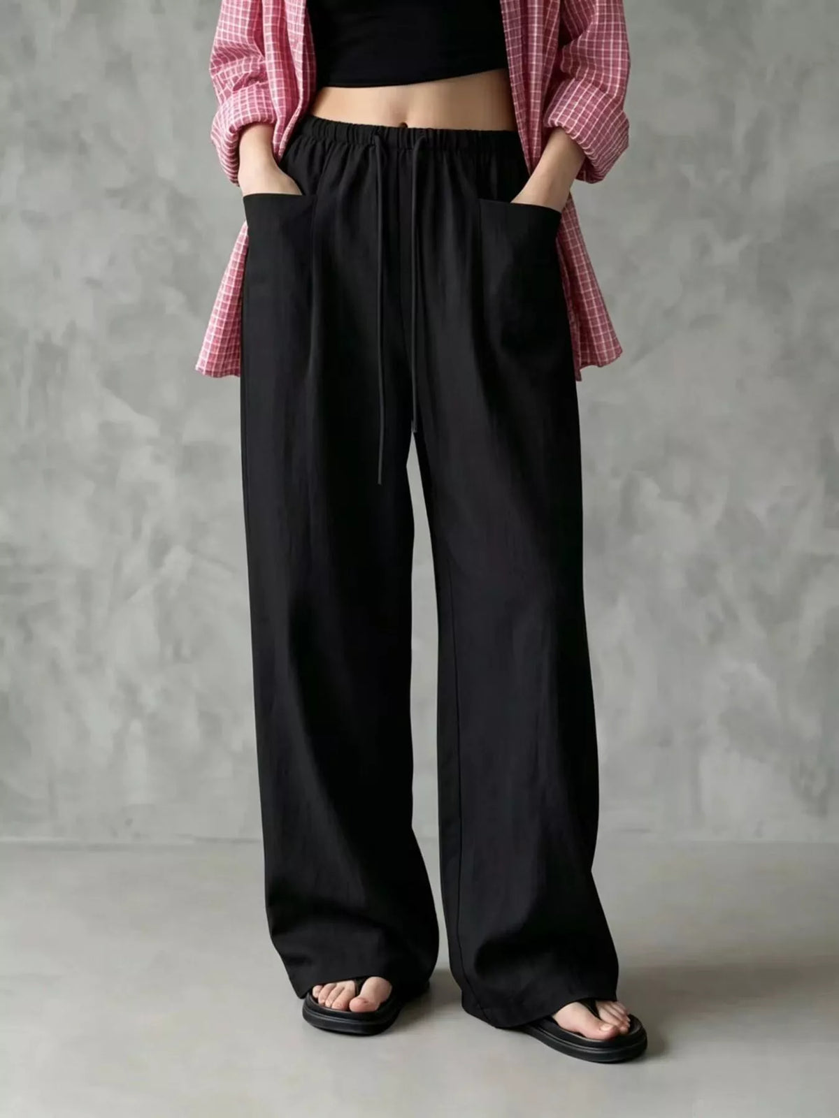 Drawstring Wide-Leg Pants