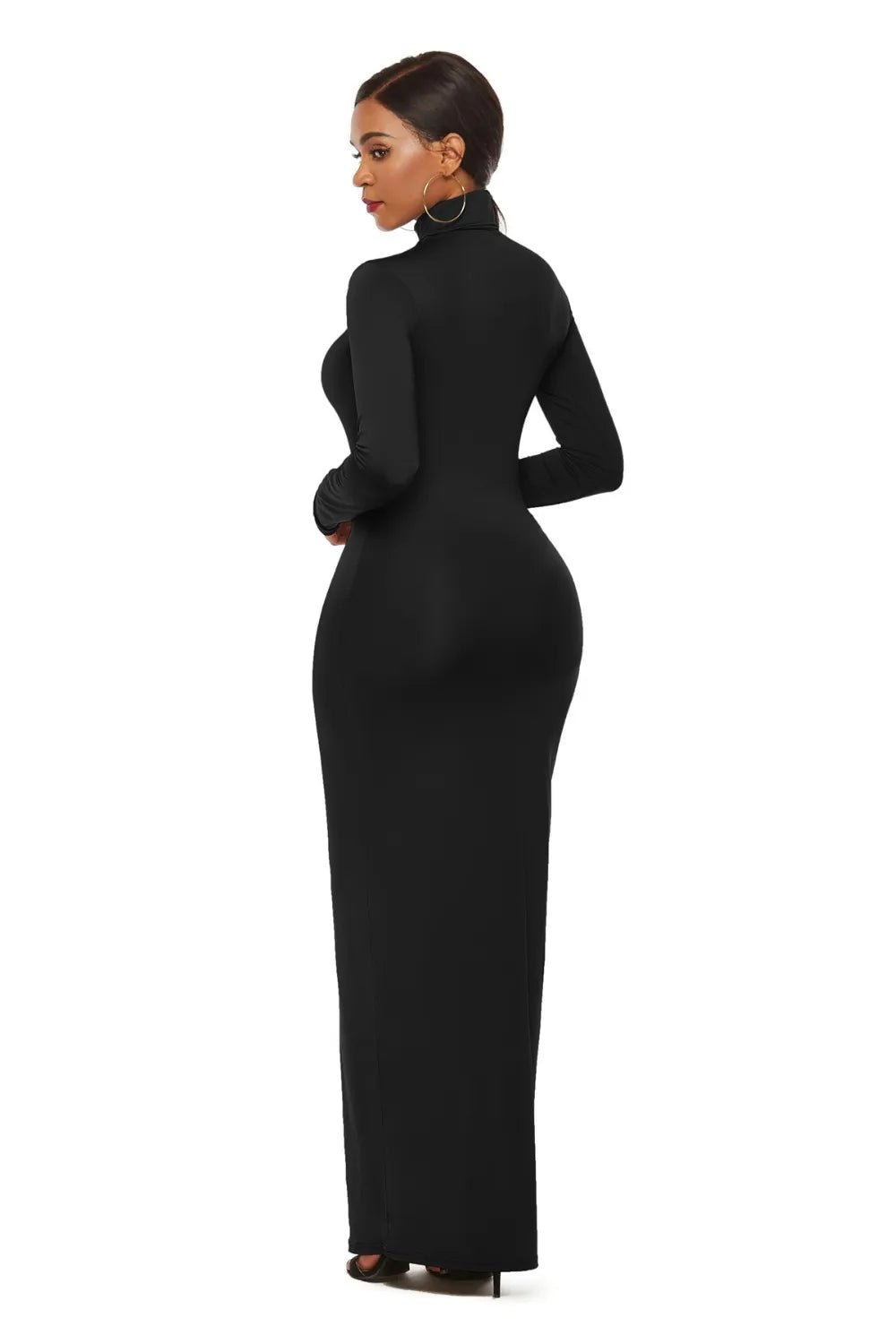 Mock Neck Long Sleeve Maxi Dress