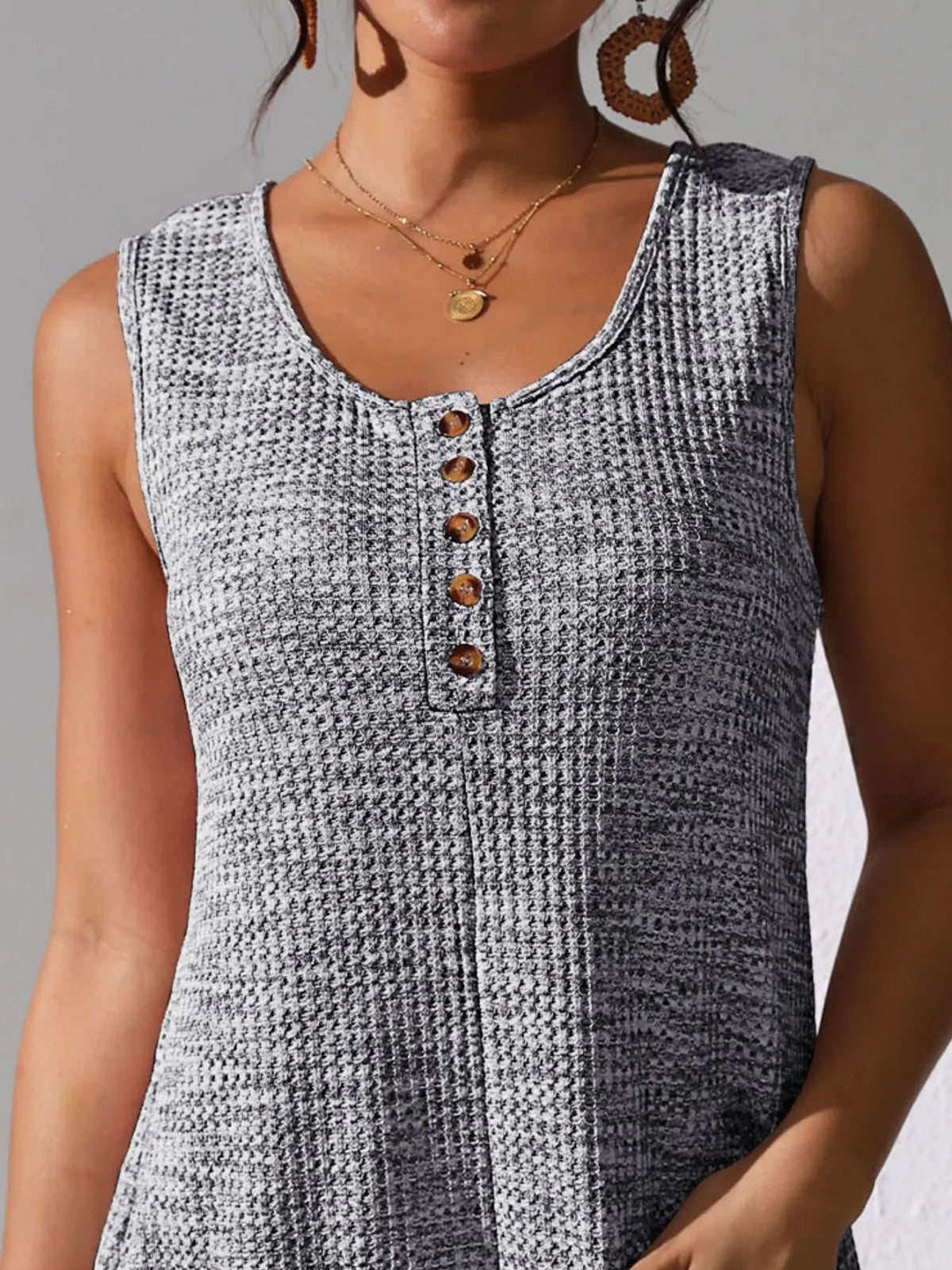 Button Front Romper with Pockets