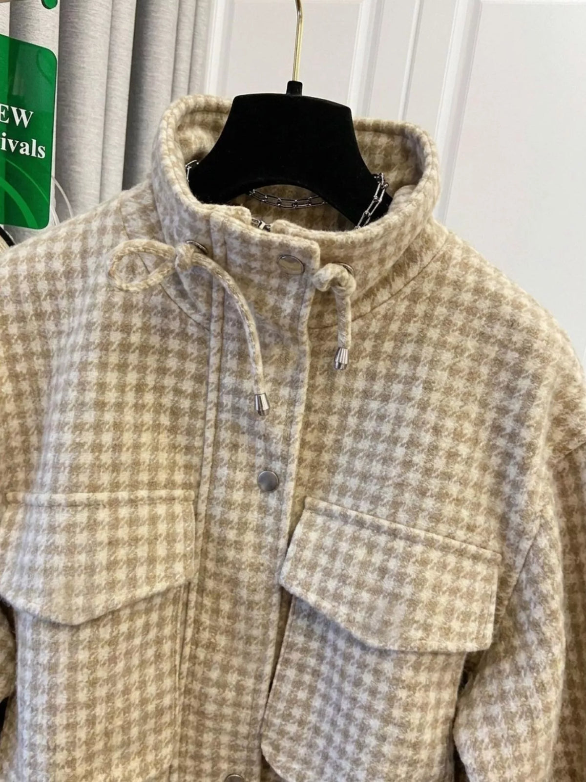 Plaid Cropped Zip-Up Jacket