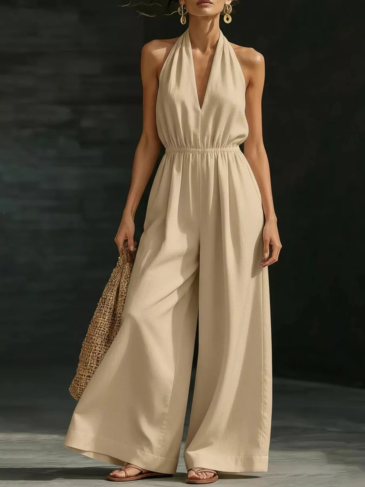 Halter Neck Wide Leg Jumpsuit