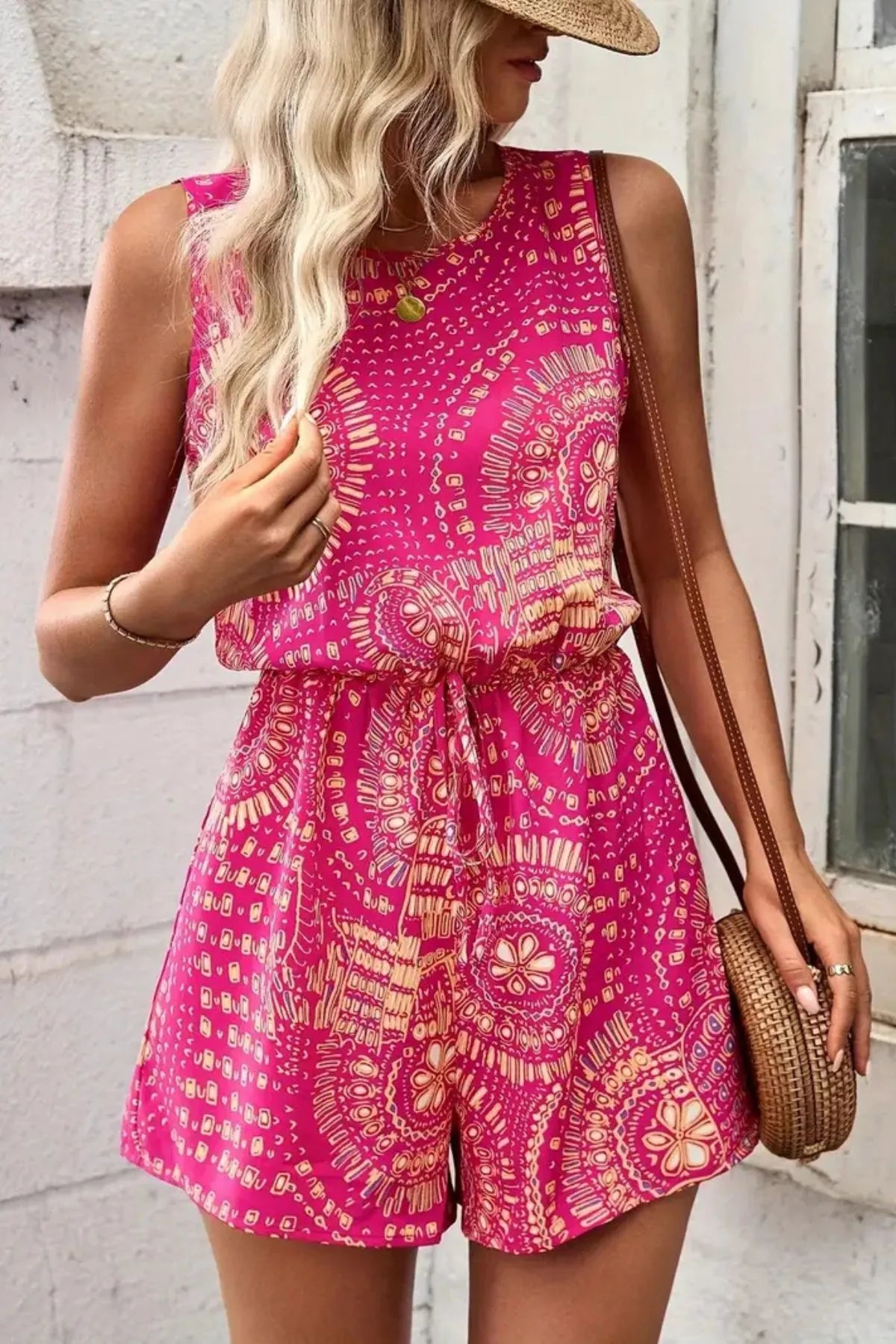 Boho Floral Sleeveless Summer Romper