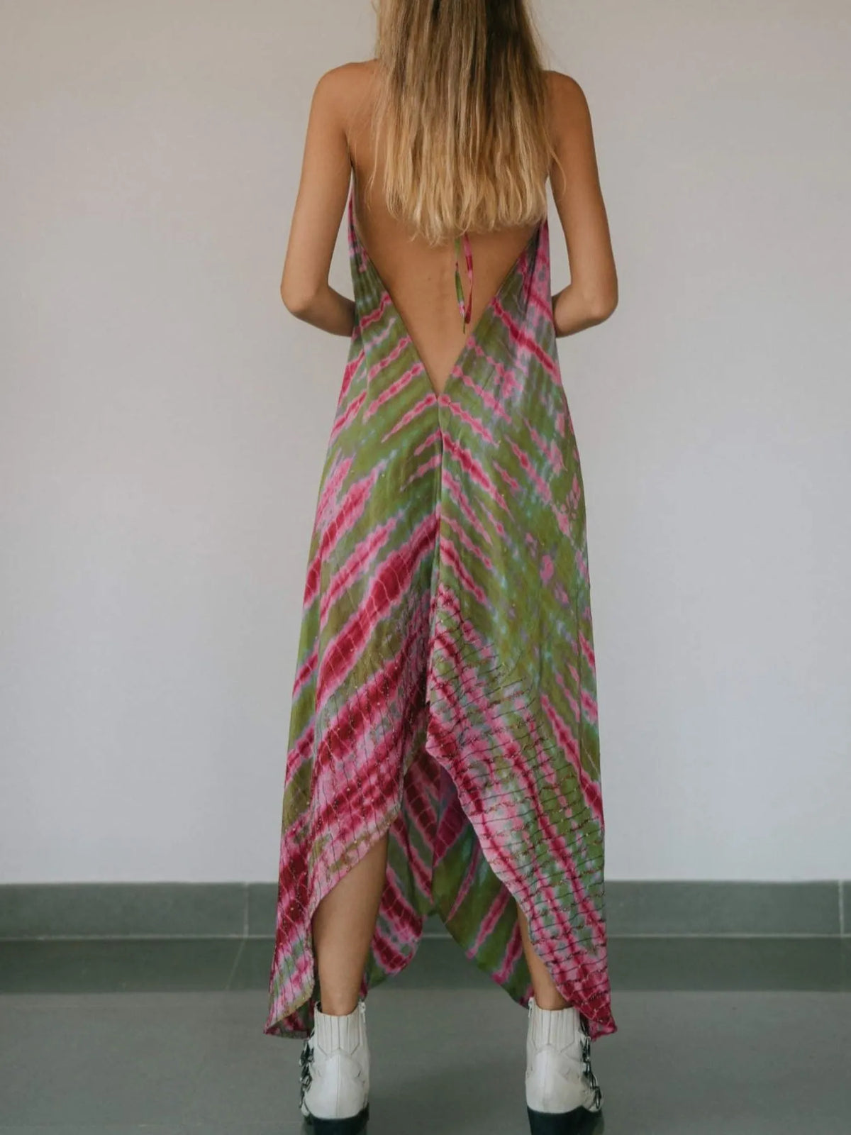 Printed Halter Neck Maxi Dress by Mystique Q