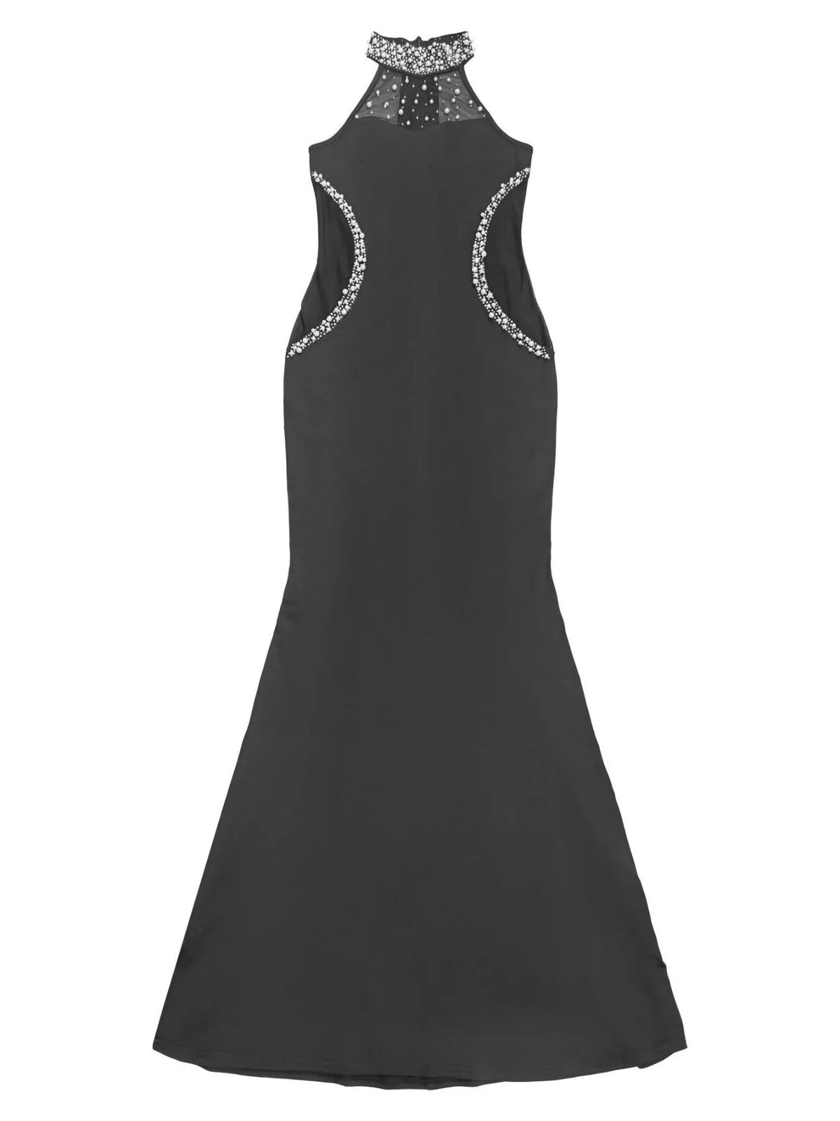 Rhinestone Mesh Maxi Dress in Black