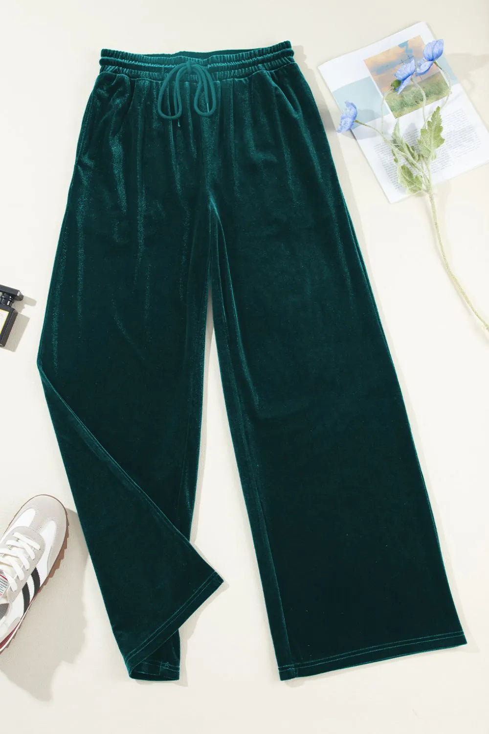 Wide-Leg Active Pants with Drawstring Waist
