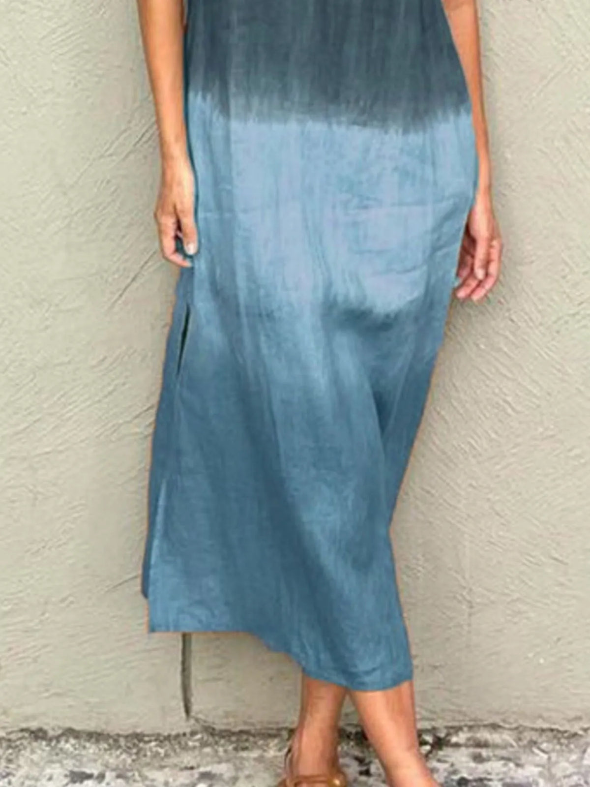 Gradient Tank Midi Dress with Side Slit