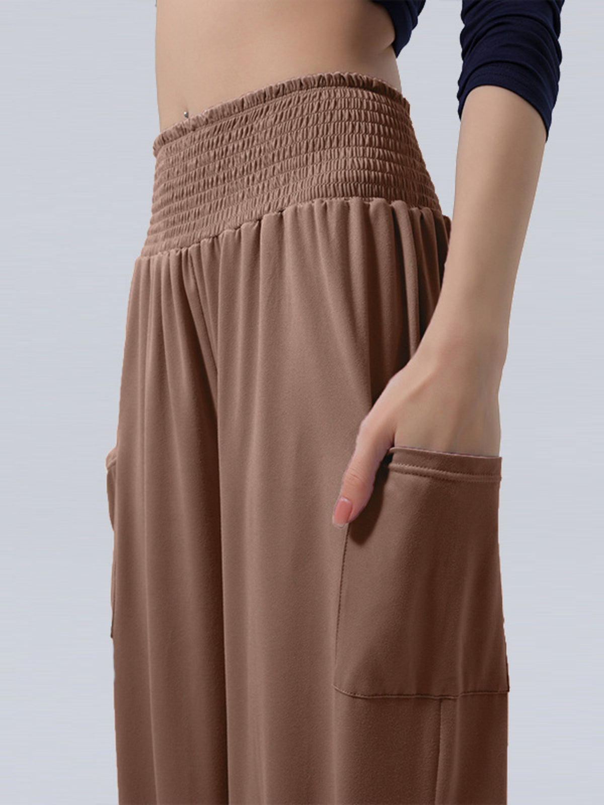 Smocked Waist Harem Pants