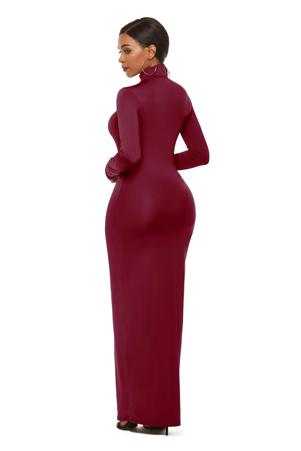 Mock Neck Long Sleeve Maxi Dress