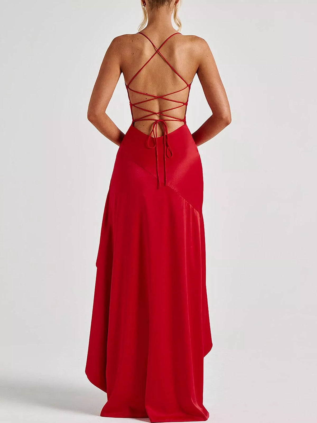 High-Low Ruffle Hem Evening Dress