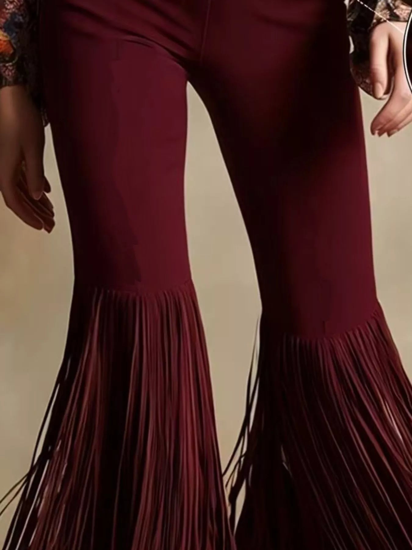 Fringe Hem Flare Pants