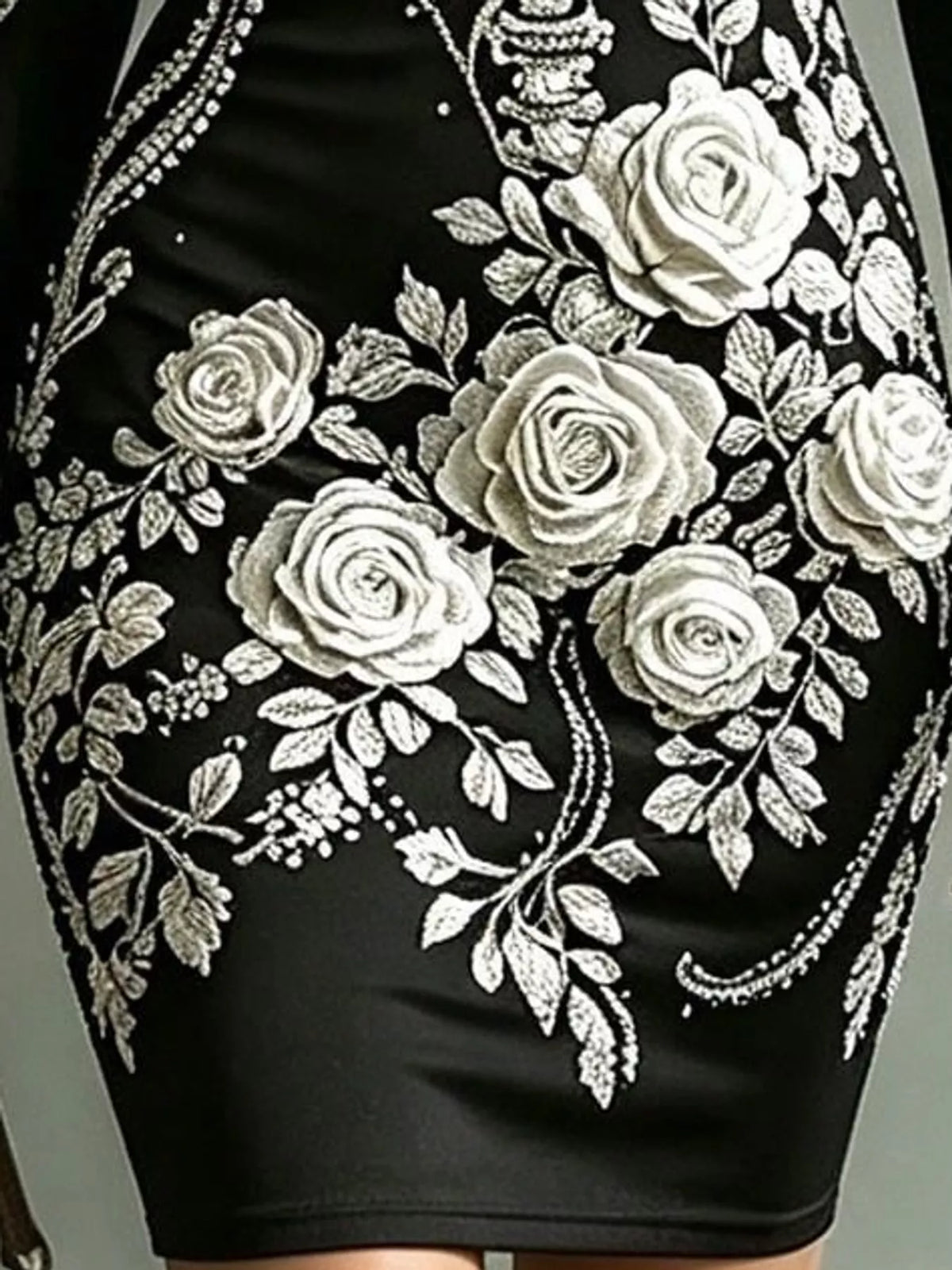 Skeleton Floral Long Sleeve Bodycon Dress