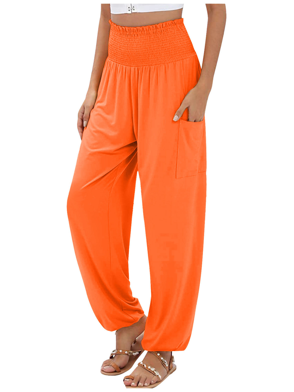 Smocked Waist Harem Pants