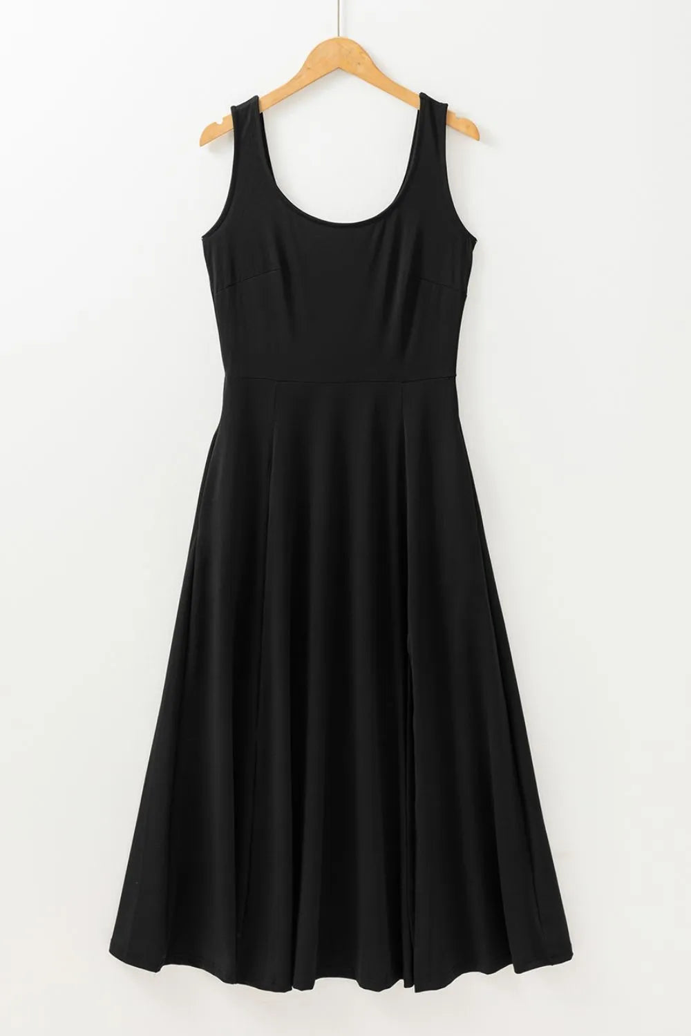Scoop Neck Wide Strap Dress with Side Slit