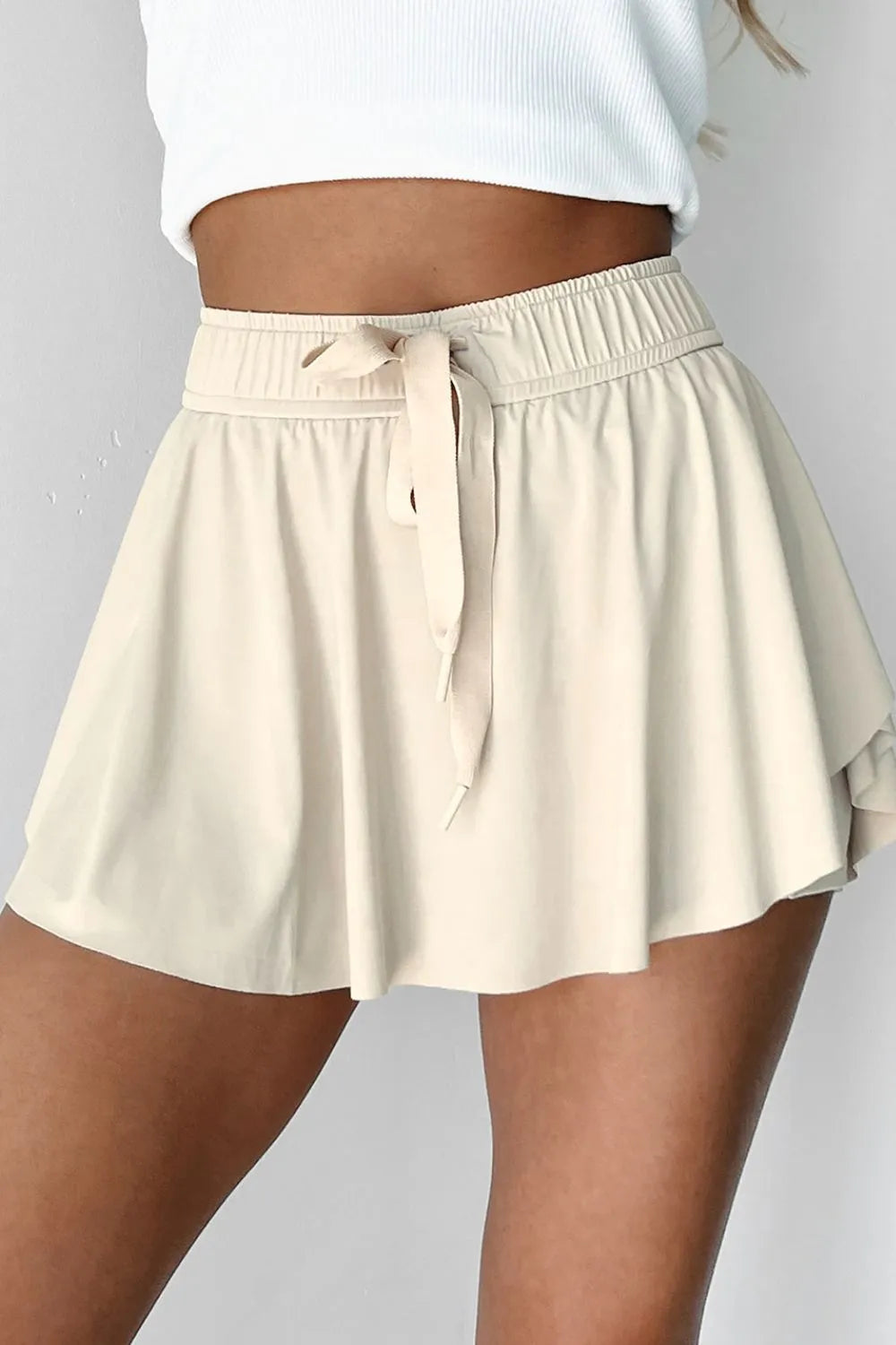 Drawstring High-Waist Active Skorts