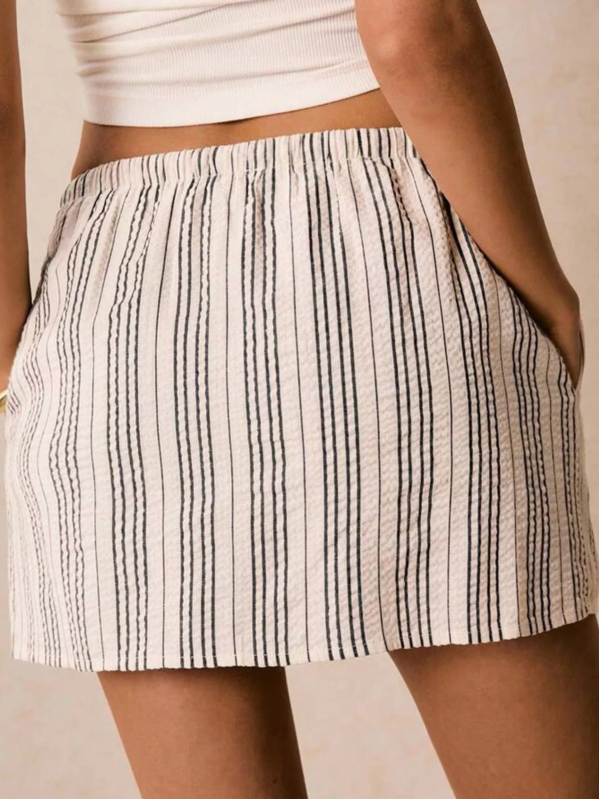 Striped Drawstring Mini Skort