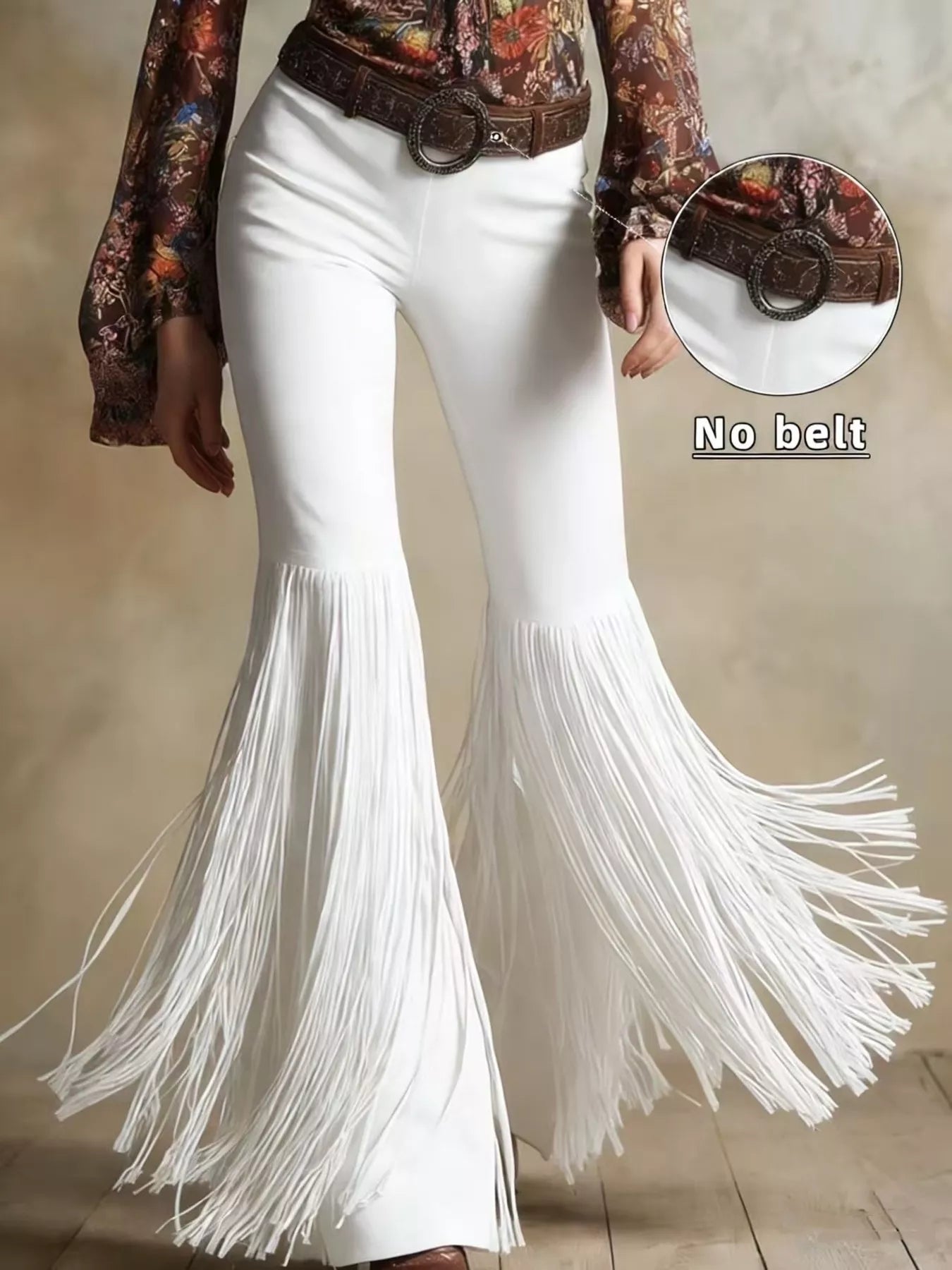 Fringe Hem Flare Pants
