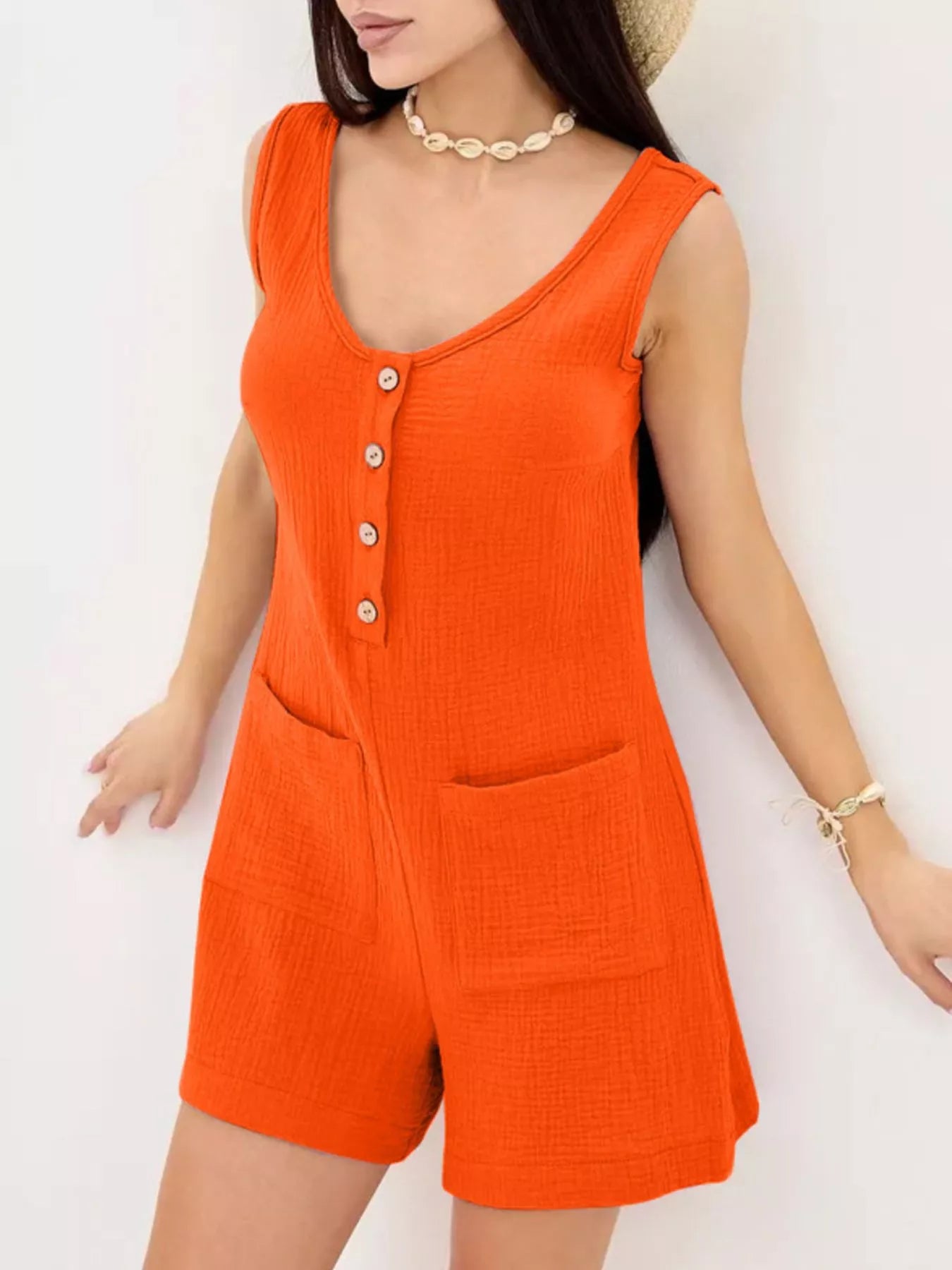 Button-Down Sleeveless Romper