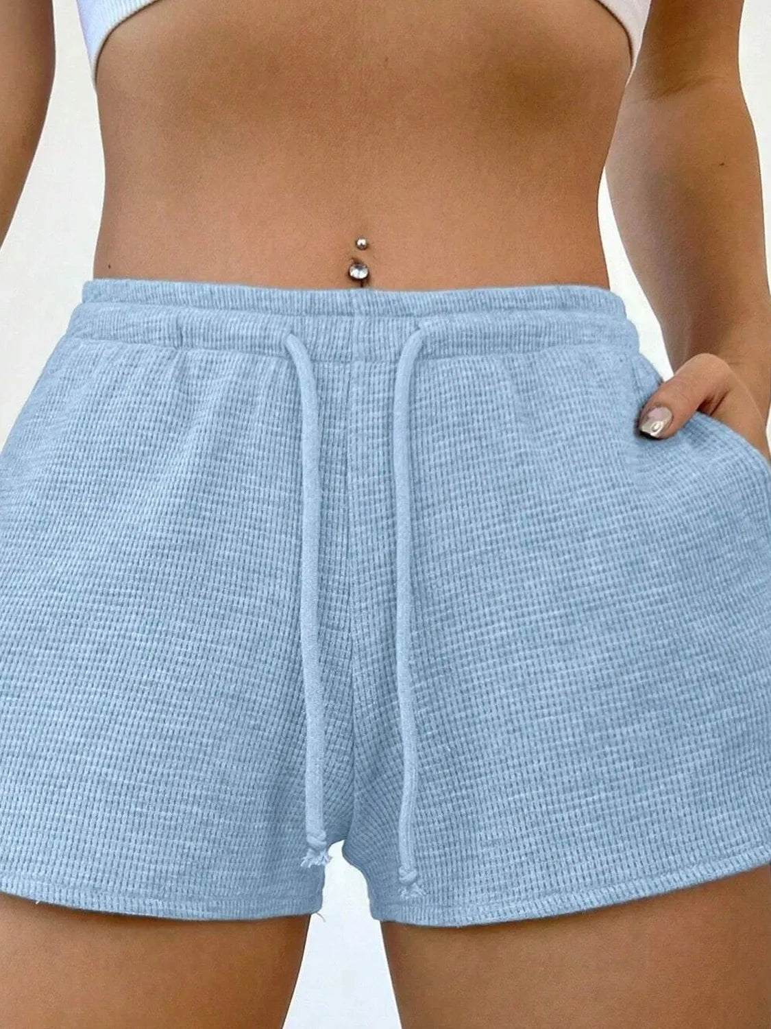 Polyester Drawstring Shorts with Pockets