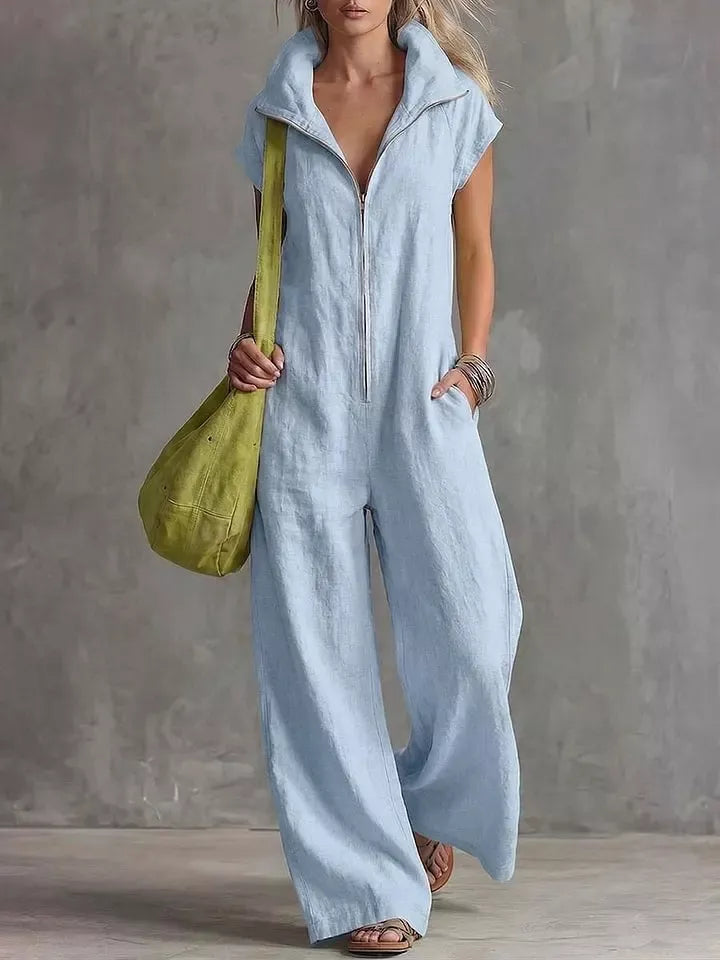 Zip Front Sleeveless Jumpsuit