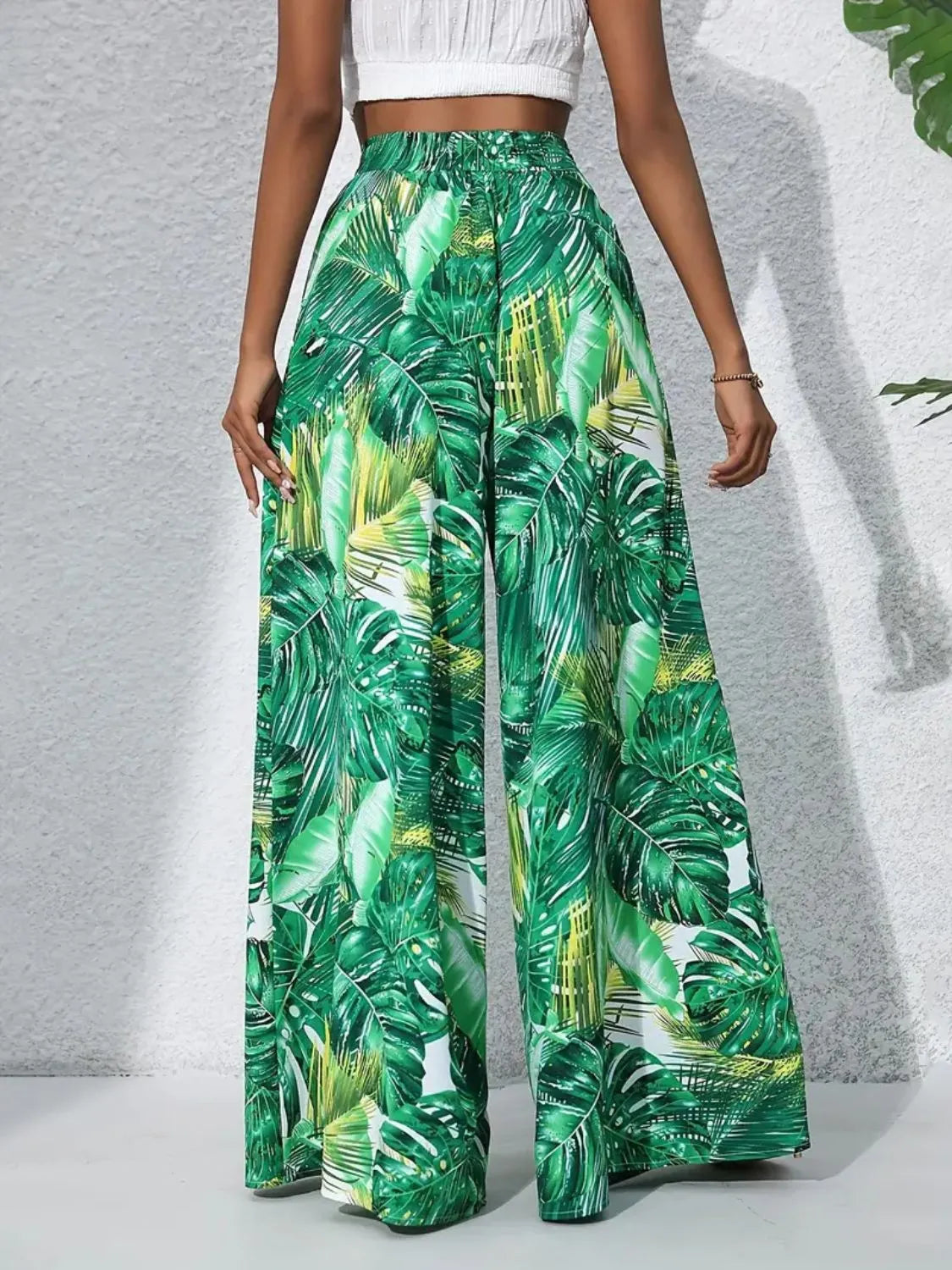 Printed High-Waist Wide Leg Pants
