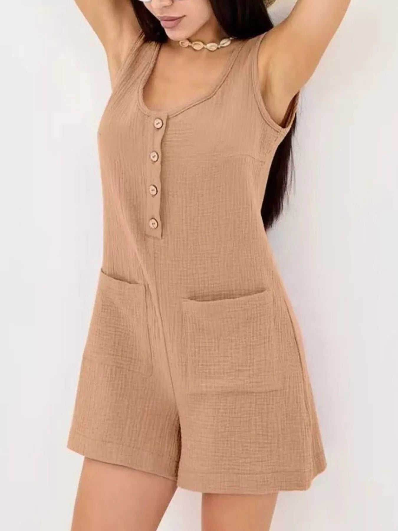 Button-Down Sleeveless Romper