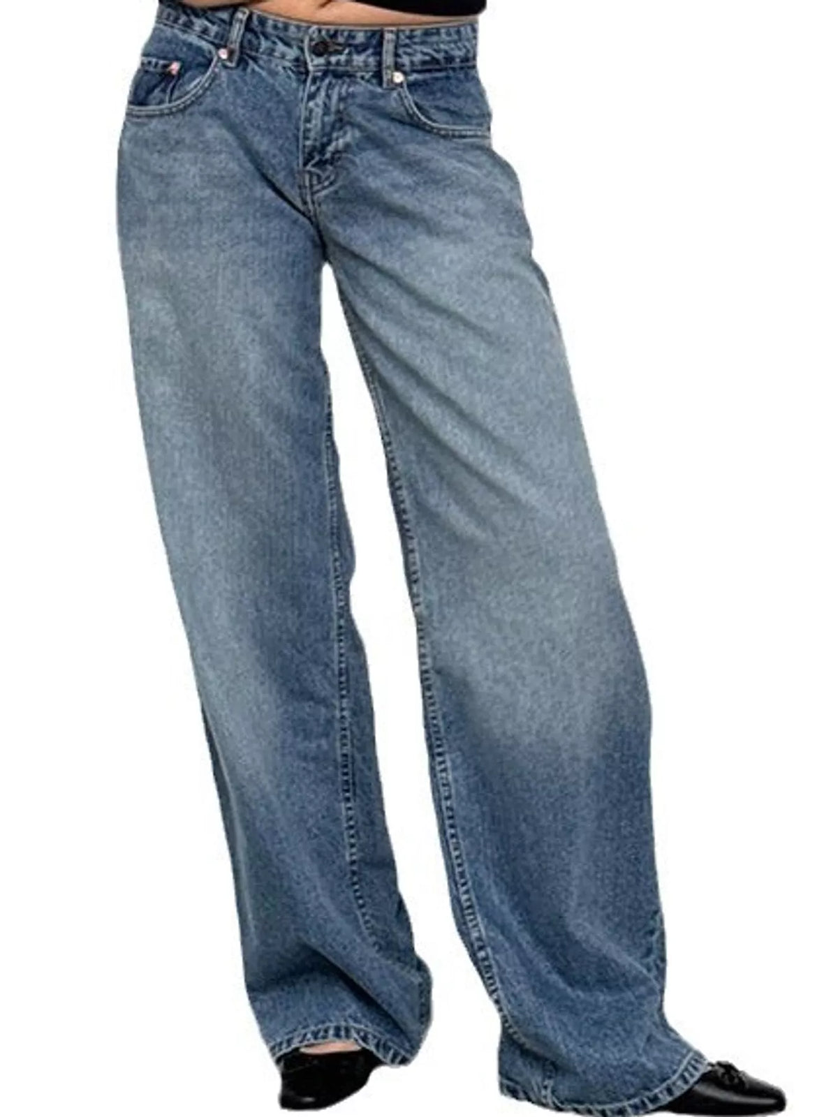 Wide-Leg Vintage Wash Jeans